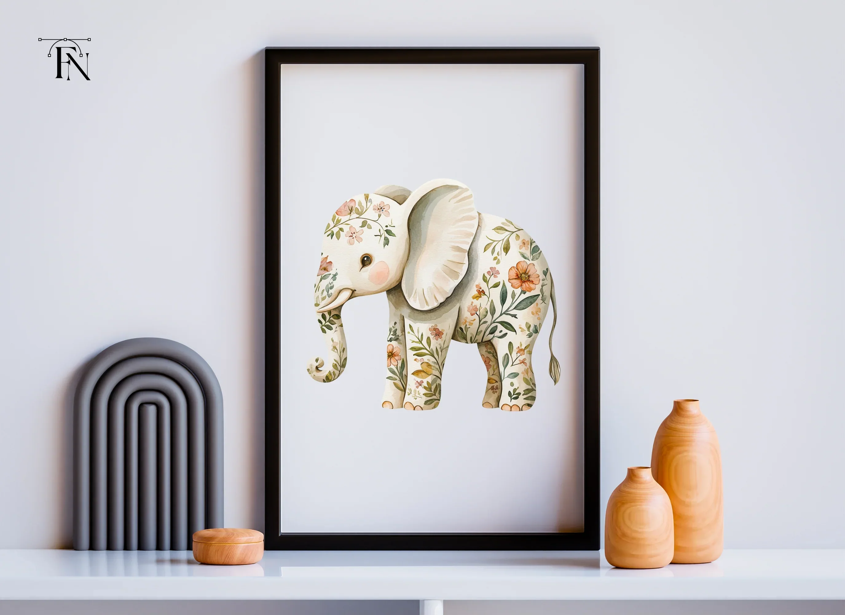Floral Elephant Clipart Bundle - Image 4