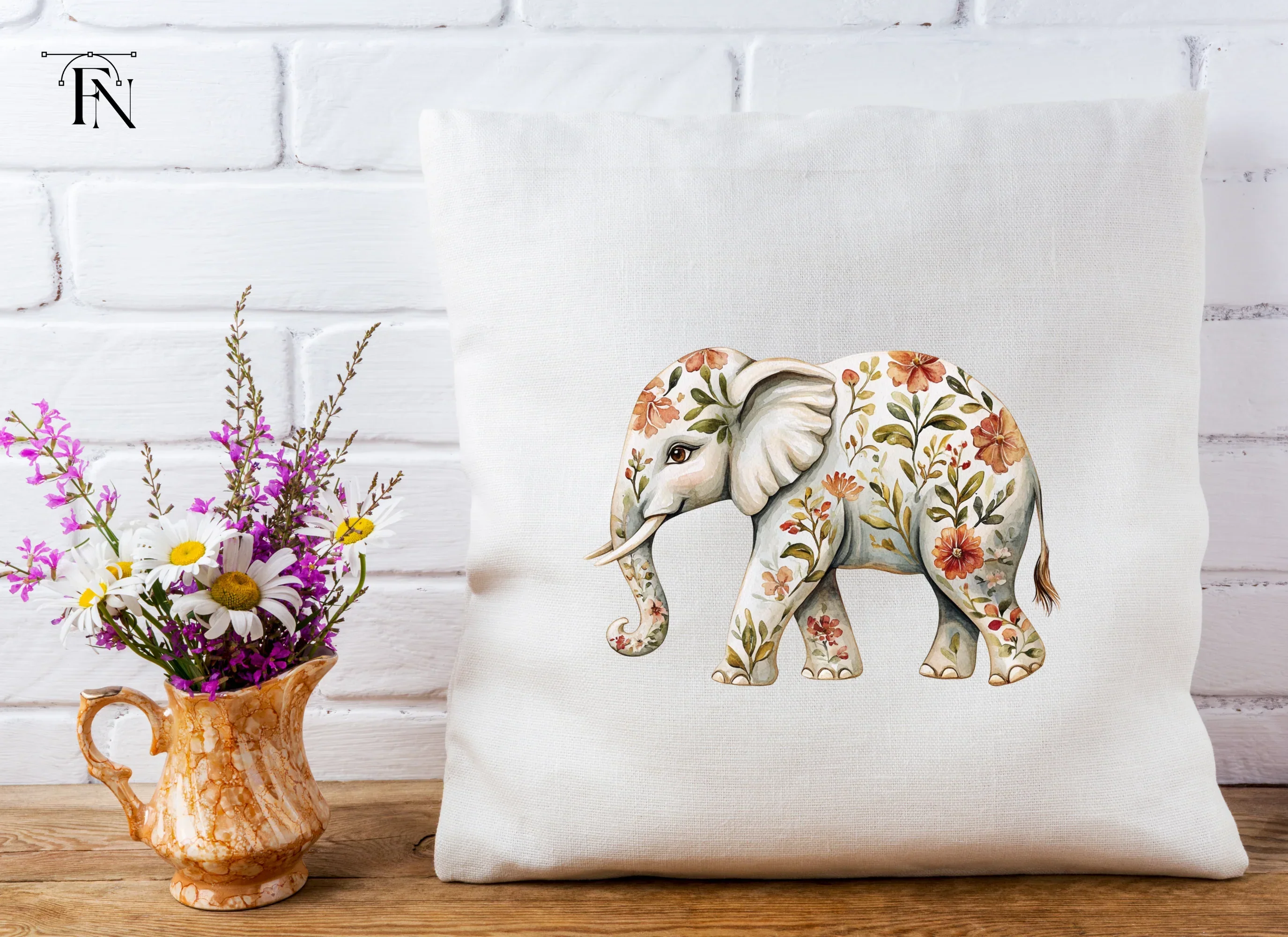 Floral Elephant Clipart Bundle - Image 5