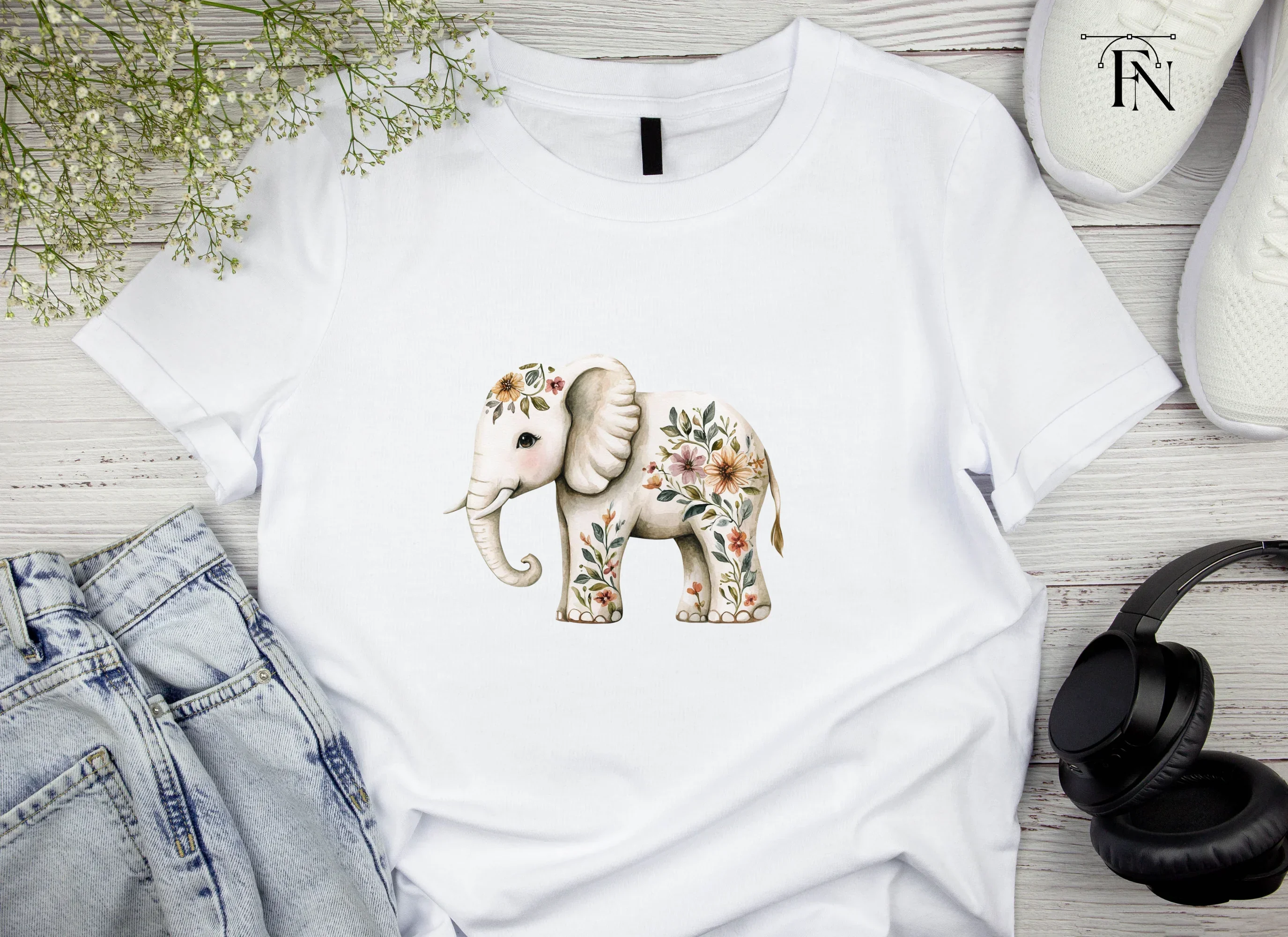 Floral Elephant Clipart Bundle - Image 6
