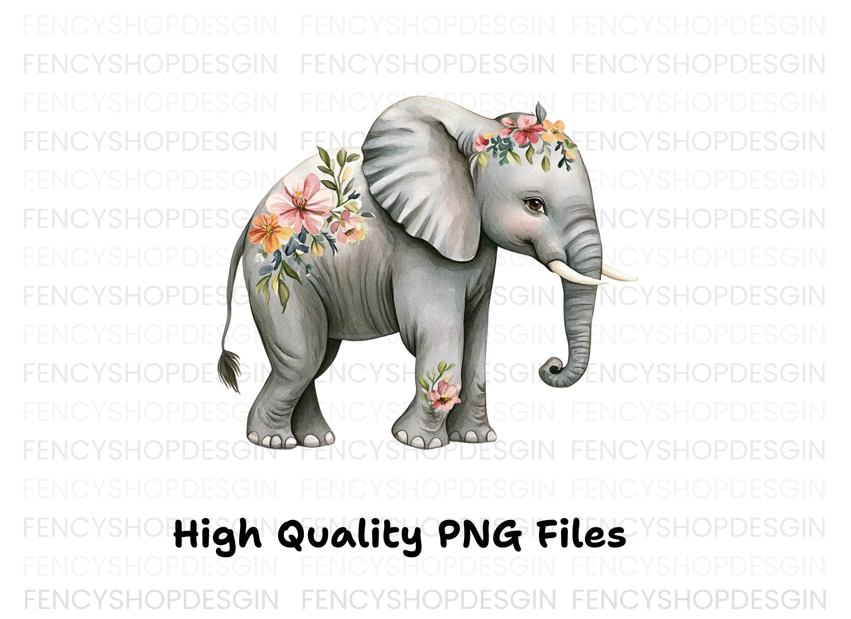 Floral Elephant Clipart Bundle - Image 2