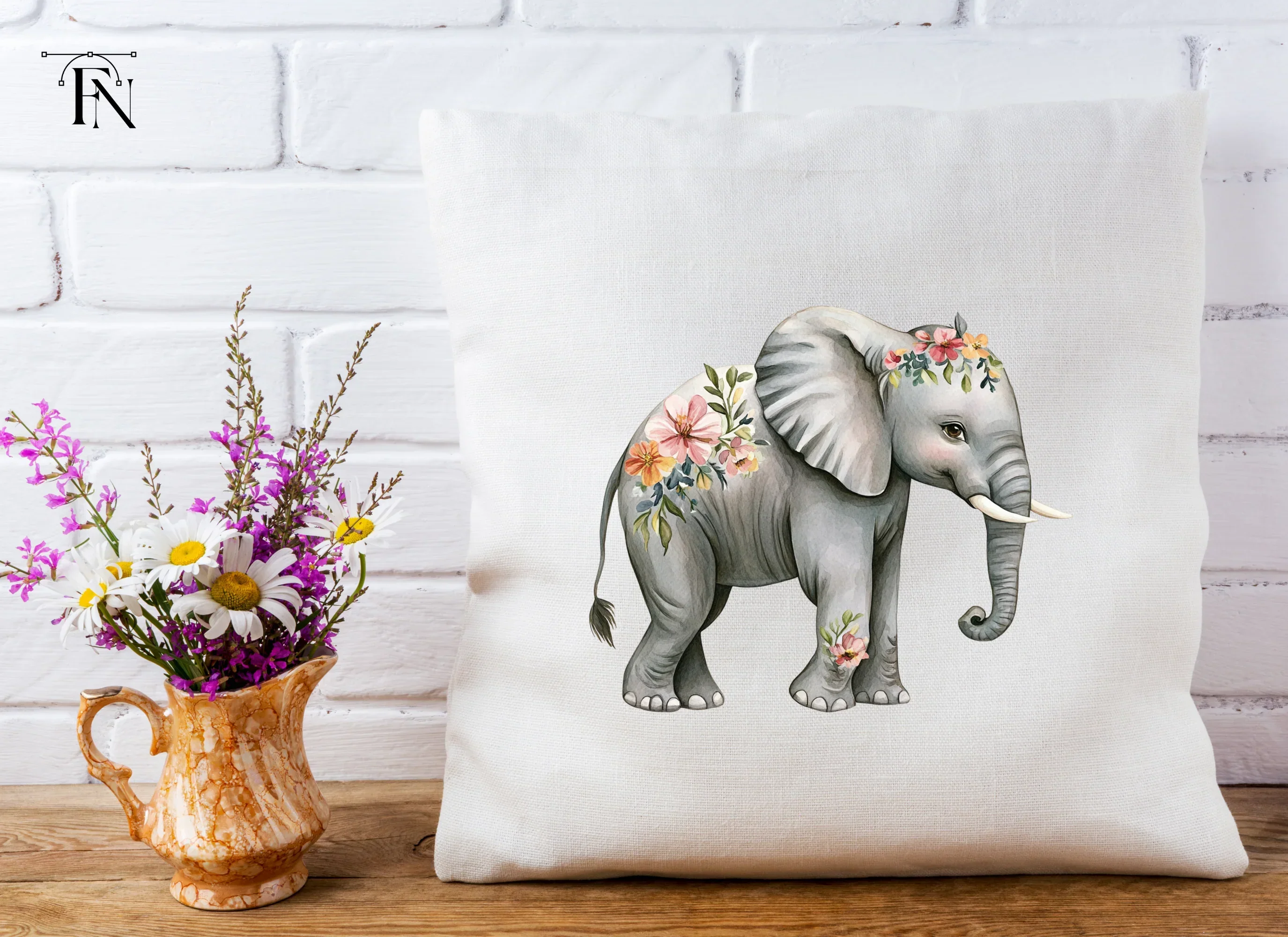 Floral Elephant Clipart Bundle - Image 4