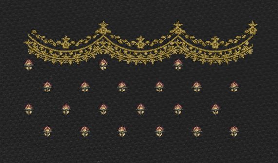 Floral Endless Border Golden Stars Embroidery Design