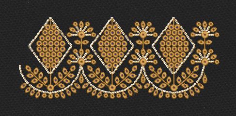 Floral Endless Border Orange Flowers Embroidery Design