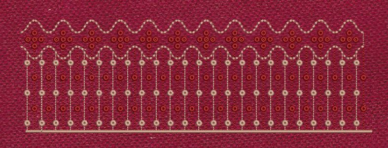 Floral Endless Border Red Lines Embroidery Design