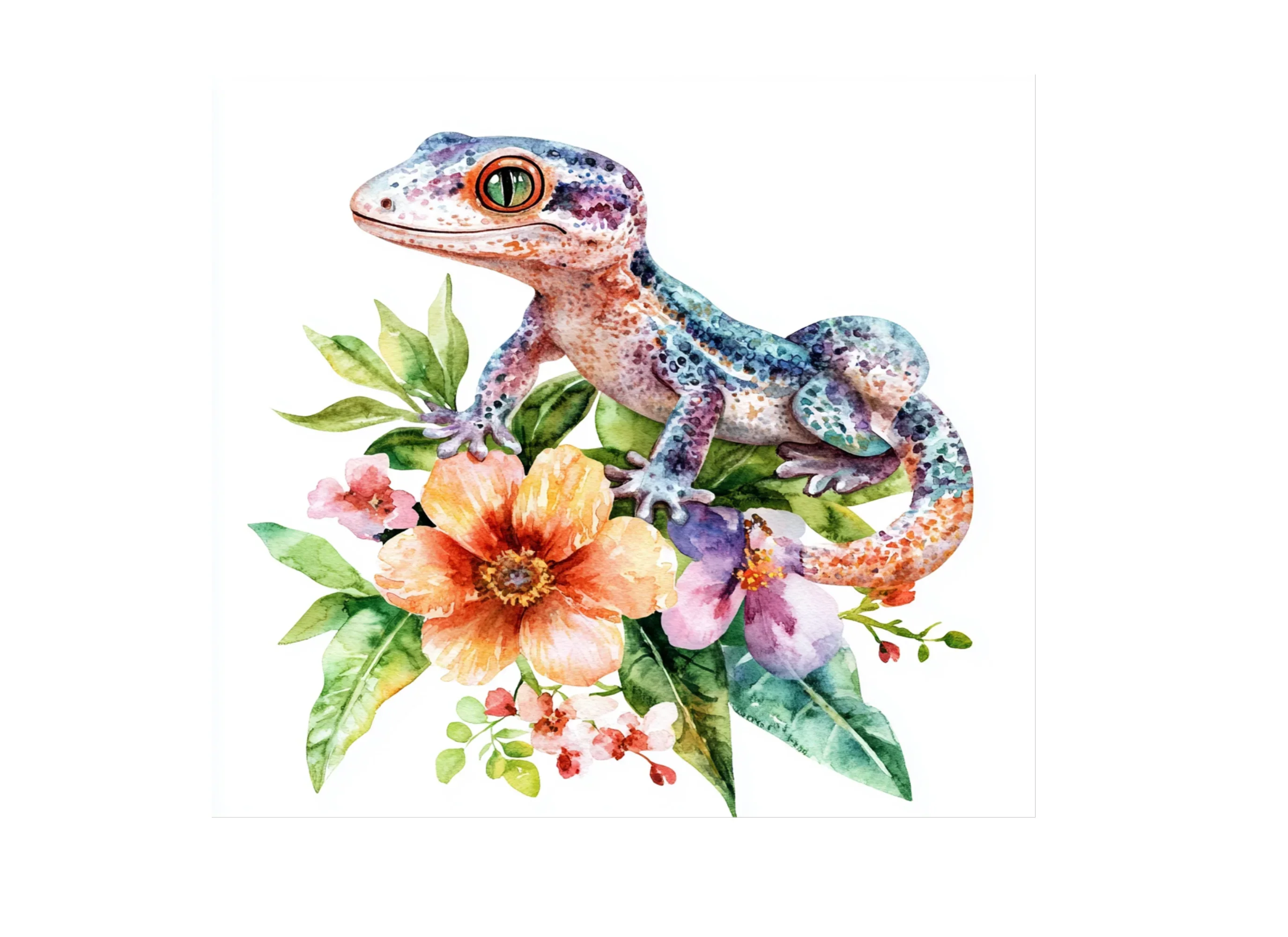 Floral Gecko Clipart Bundle - Image 3
