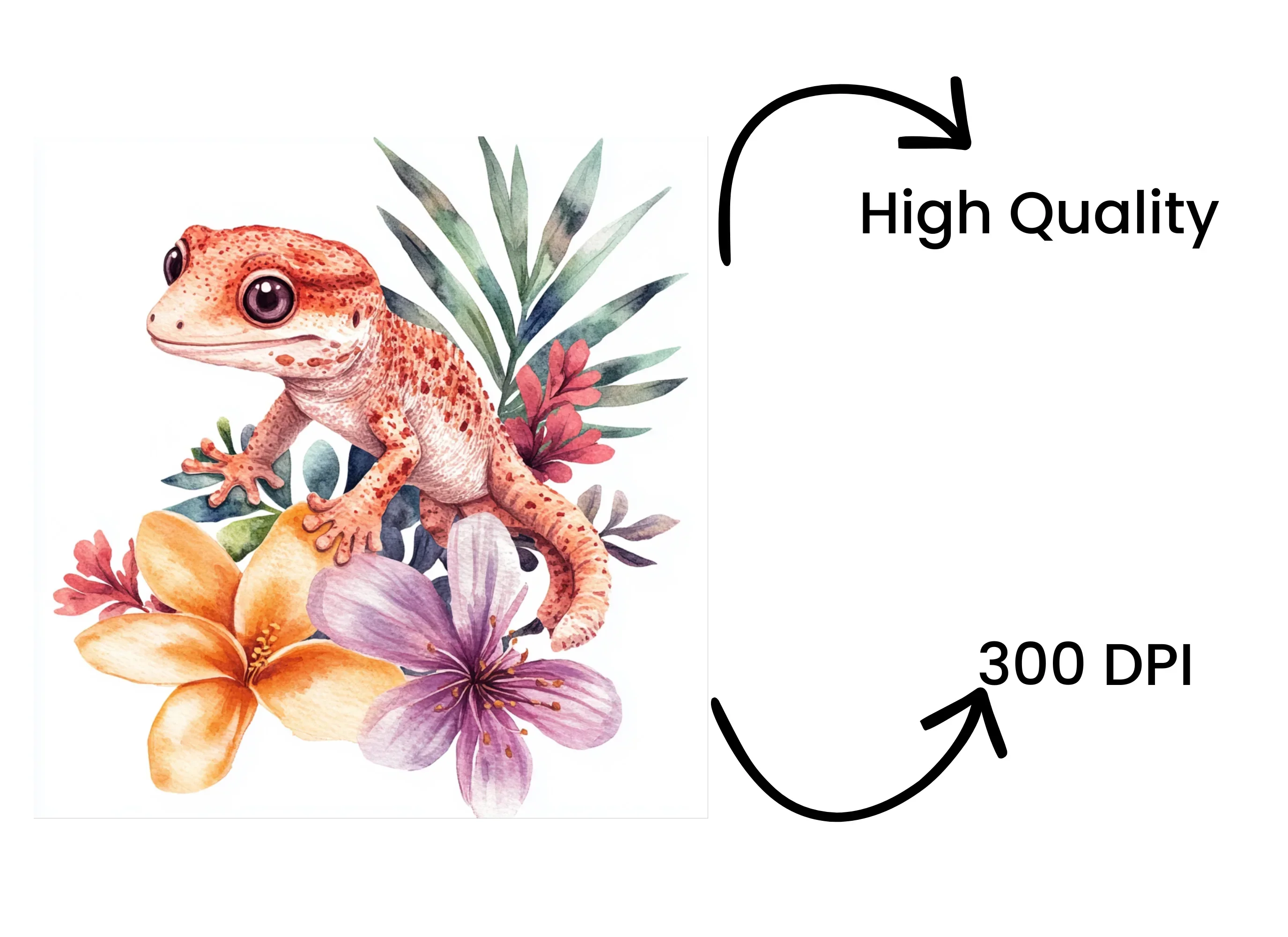 Floral Gecko Clipart Bundle - Image 4