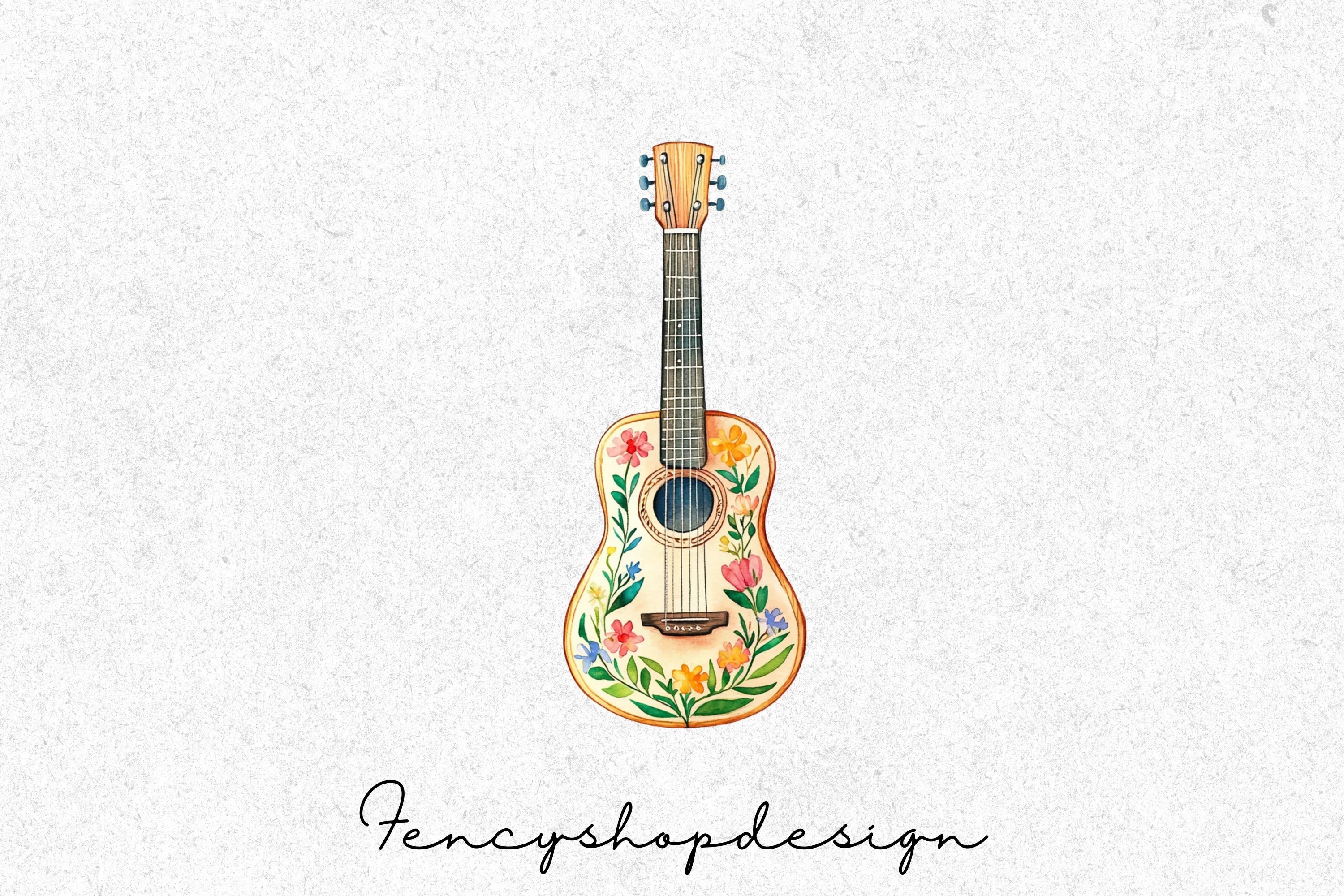 Floral Guitar Clipart Bundle - Image 3
