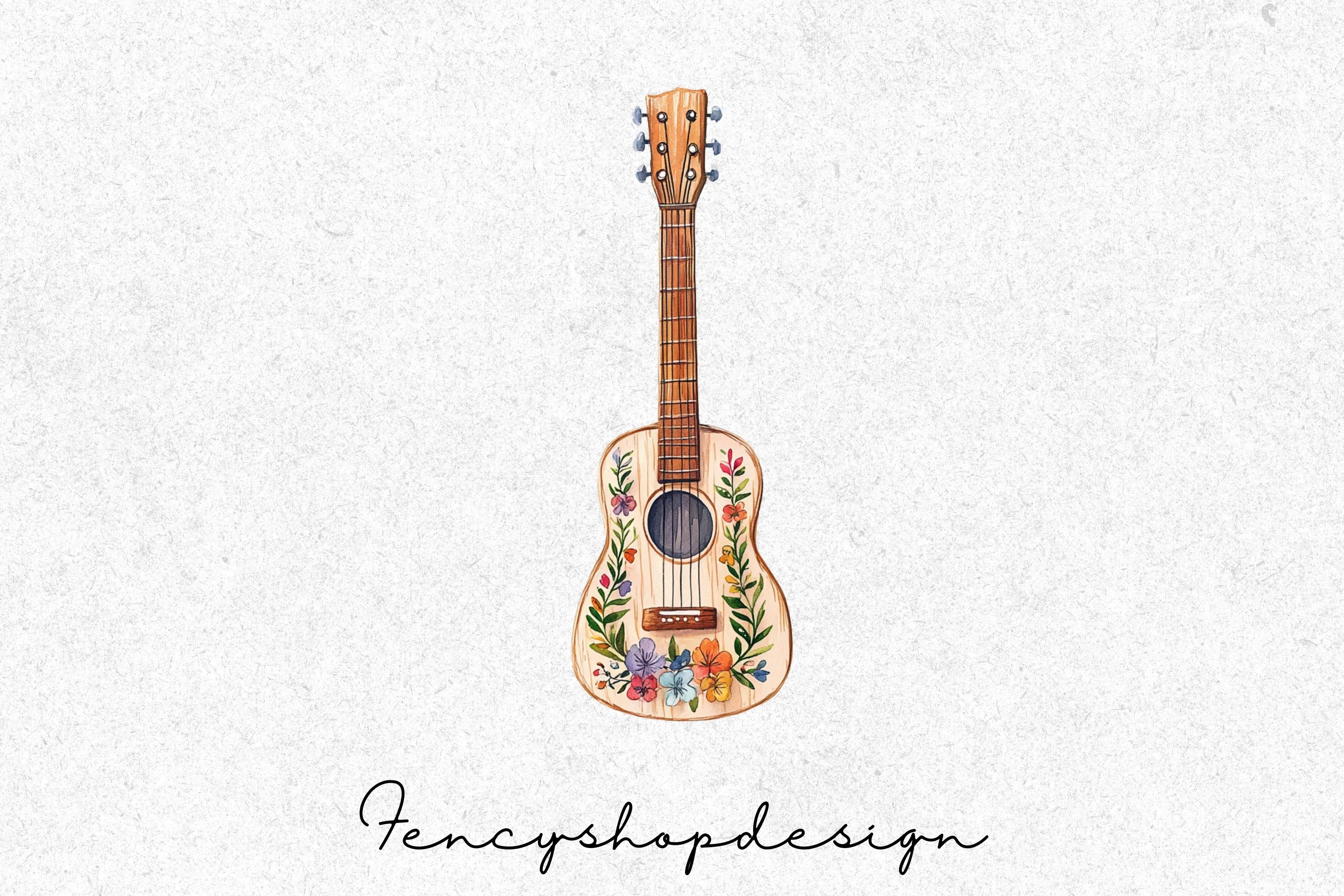 Floral Guitar Clipart Bundle - Image 4