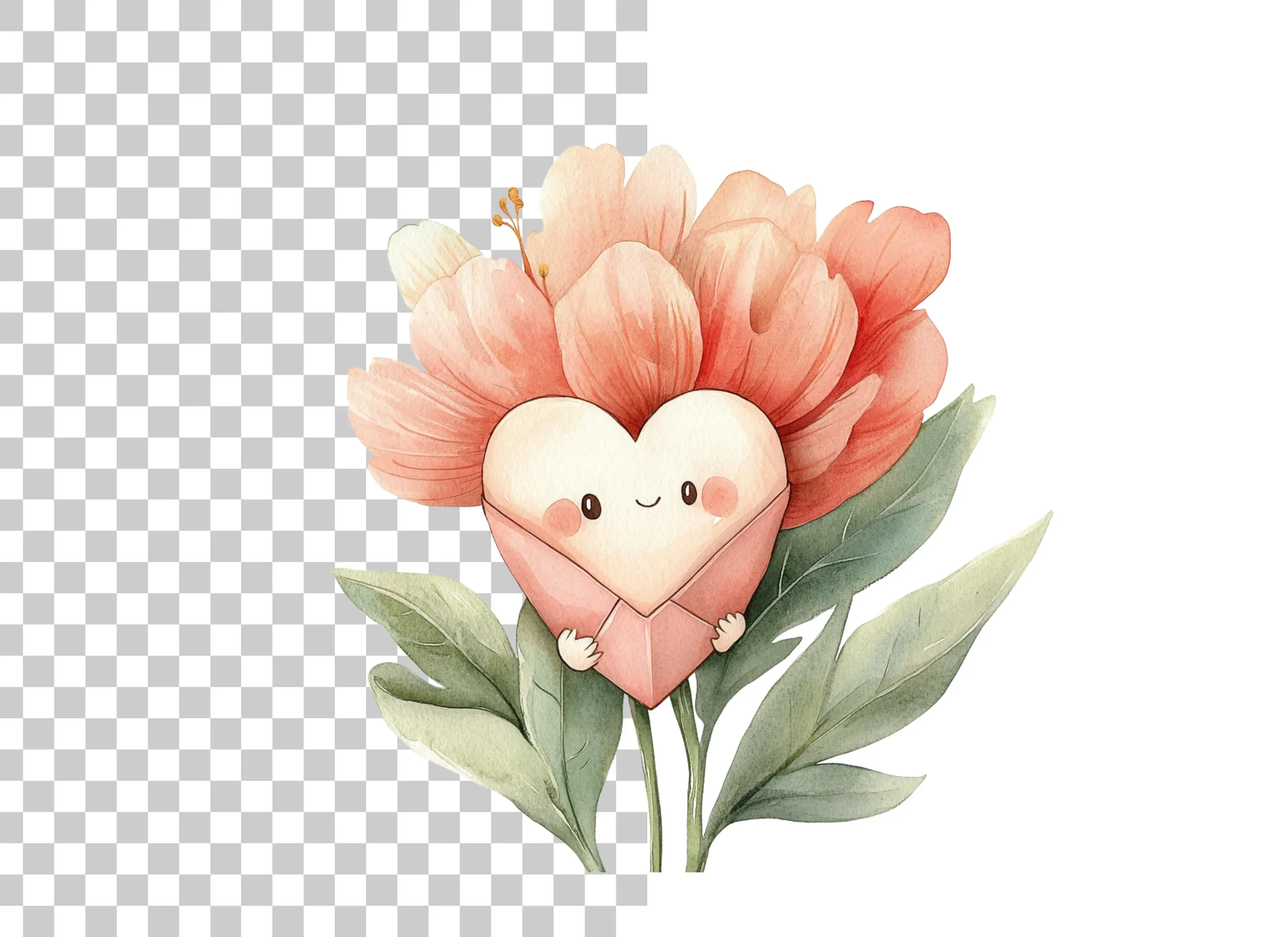 Floral Heart Characters Clipart Bundle - Image 3