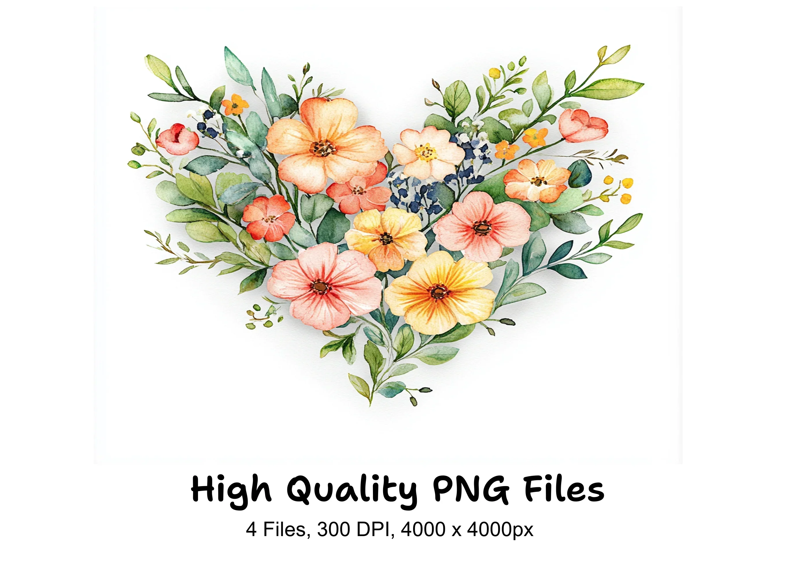 Floral Heart Clipart Bundle