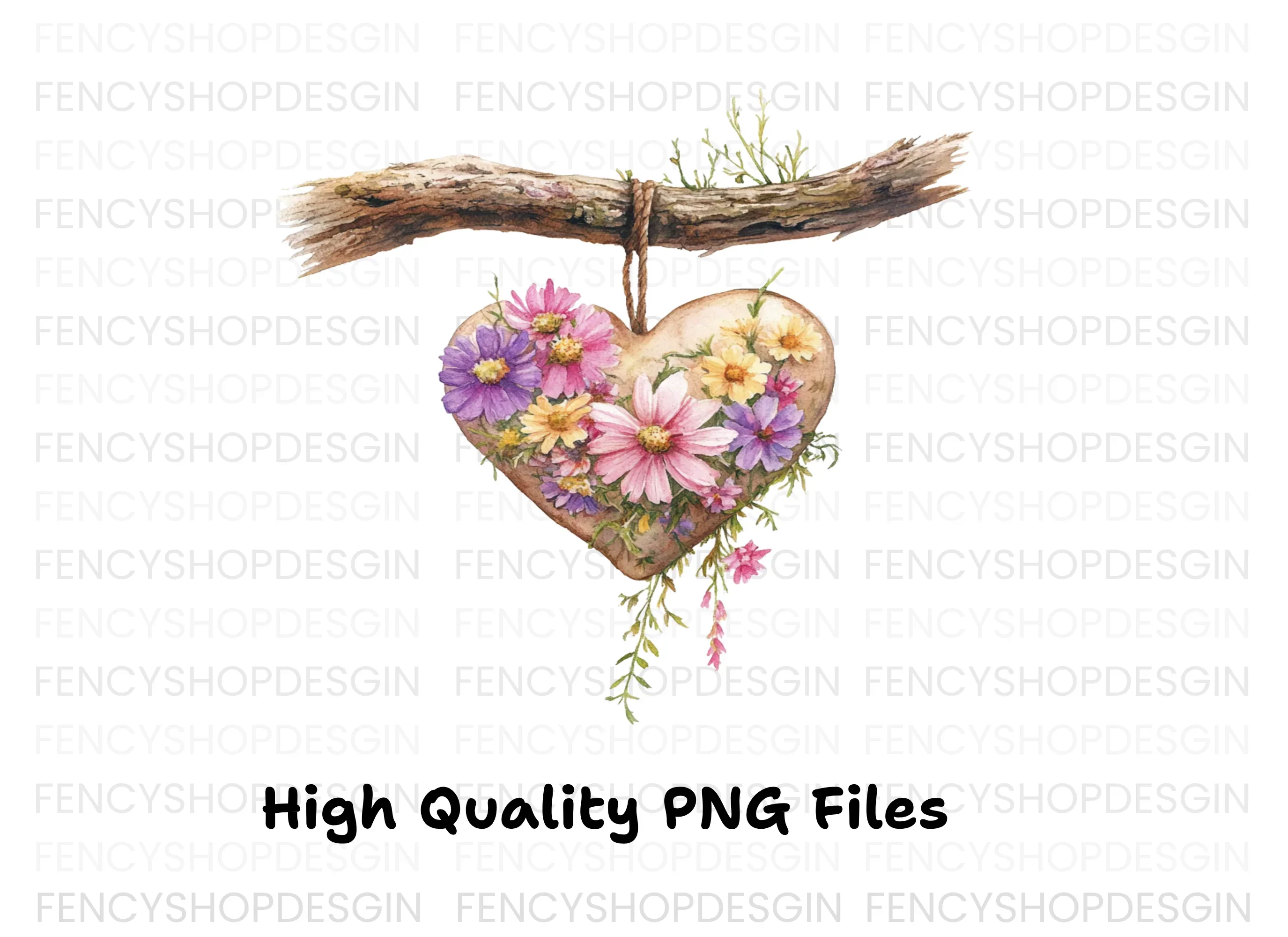 Floral Heart Hanging Sign Clipart Bundle - Image 2