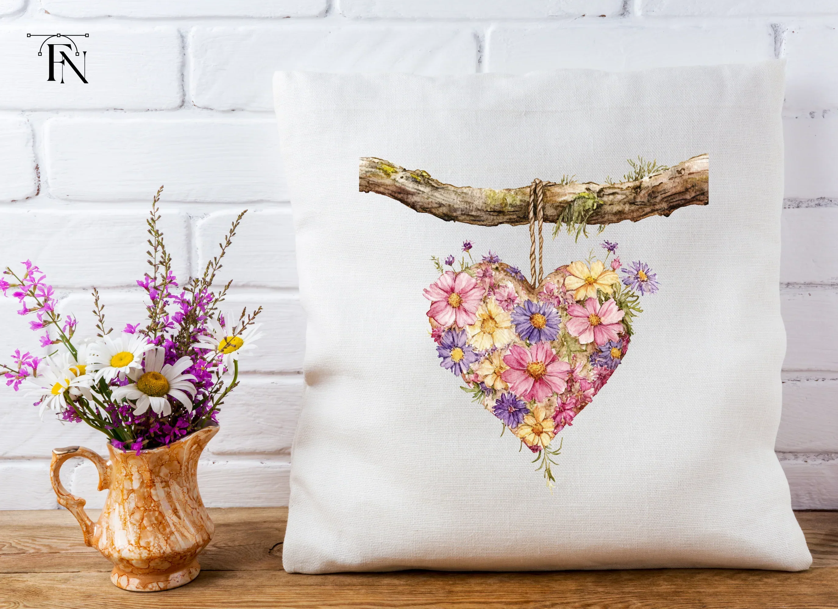 Floral Heart Hanging Sign Clipart Bundle - Image 3