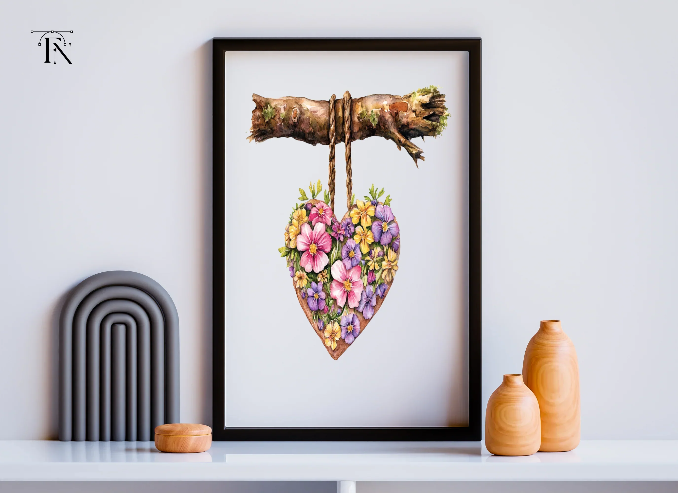 Floral Heart Hanging Sign Clipart Bundle - Image 4