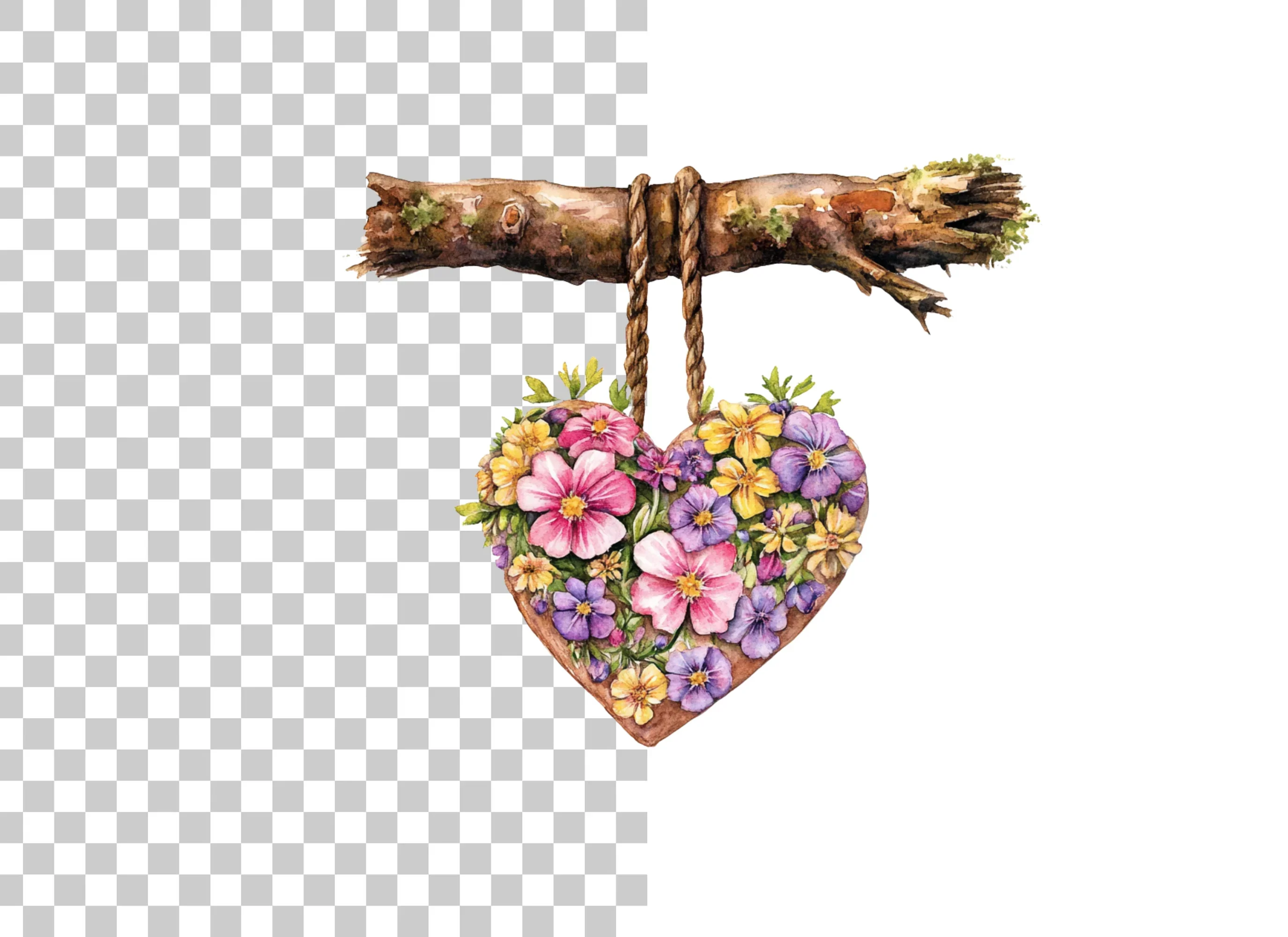 Floral Heart Hanging Sign Clipart Bundle - Image 6