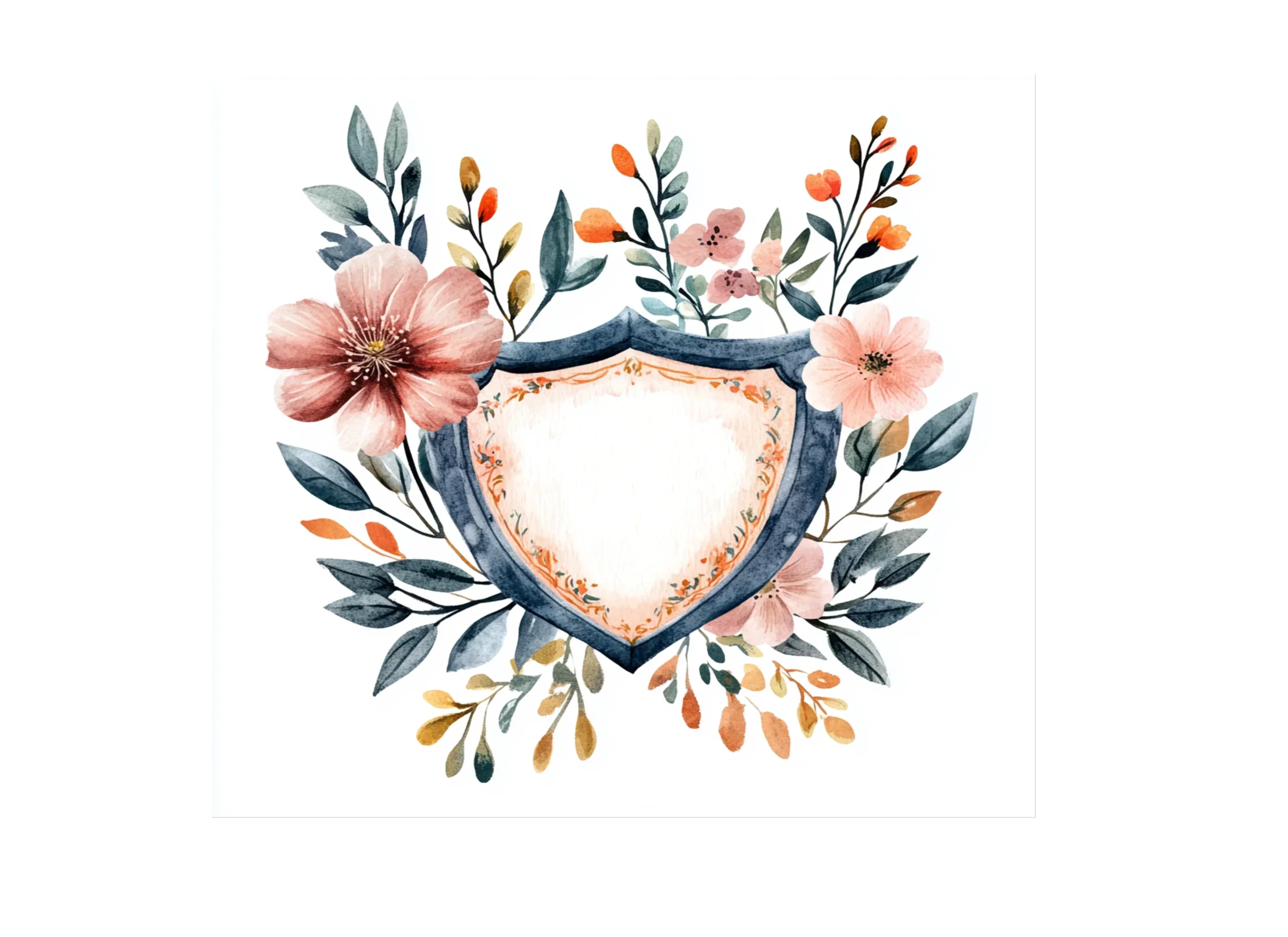 Floral Heart Shield Clipart Bundle - Image 2