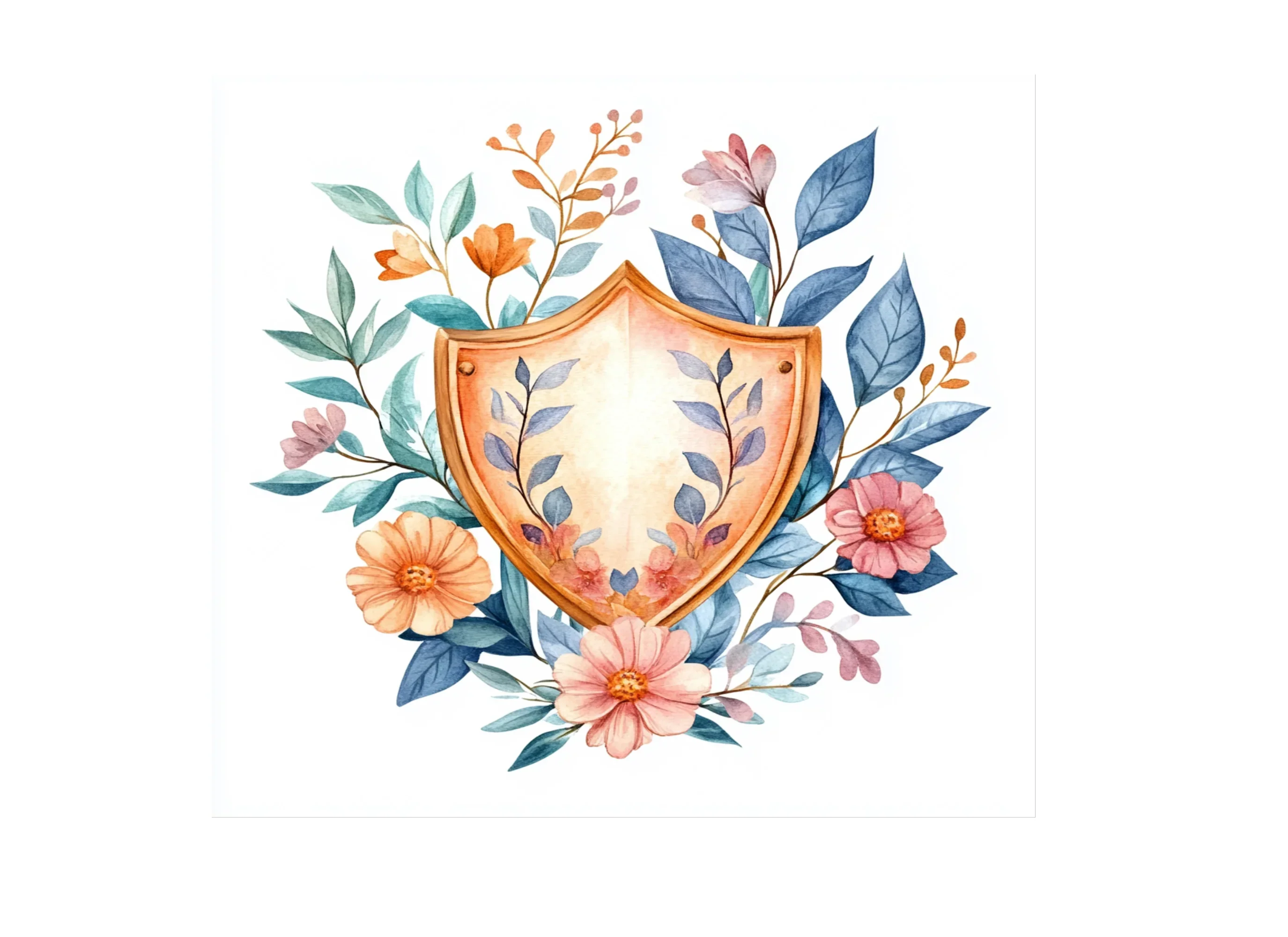 Floral Heart Shield Clipart Bundle - Image 3