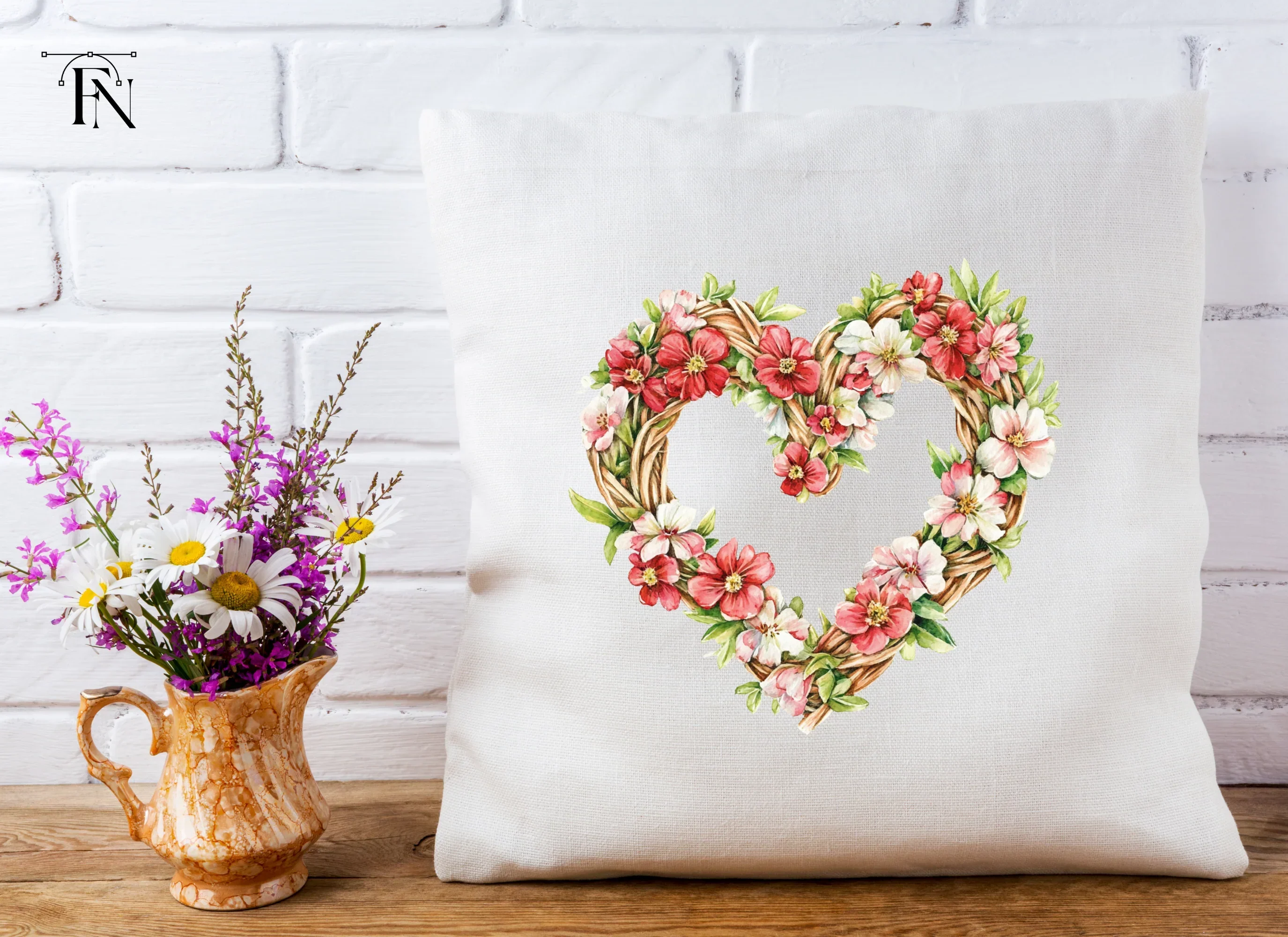 Floral Heart Wreath Clipart Bundle - Image 4