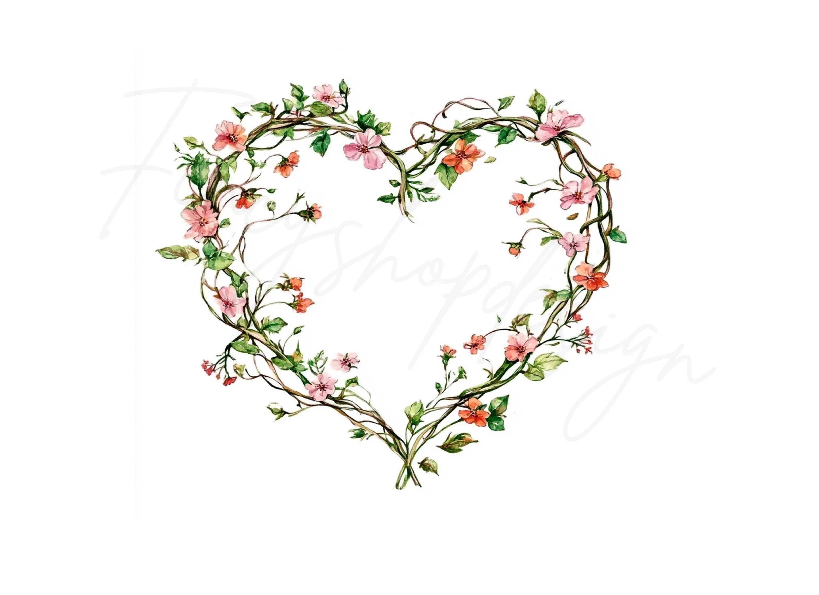 Floral Heart Wreaths Clipart Bundle - Image 3