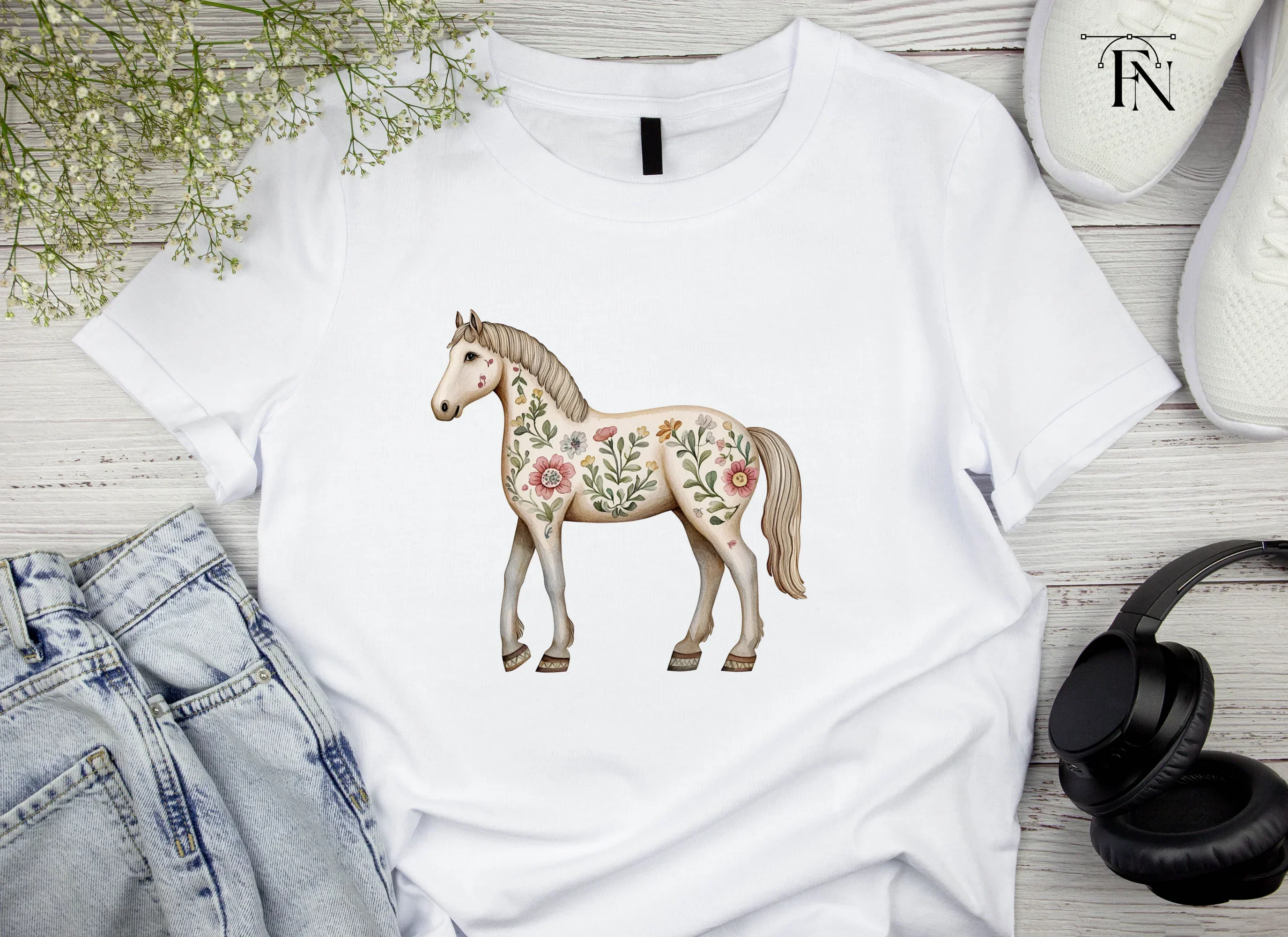 Floral Horses Clipart Bundle - Image 3