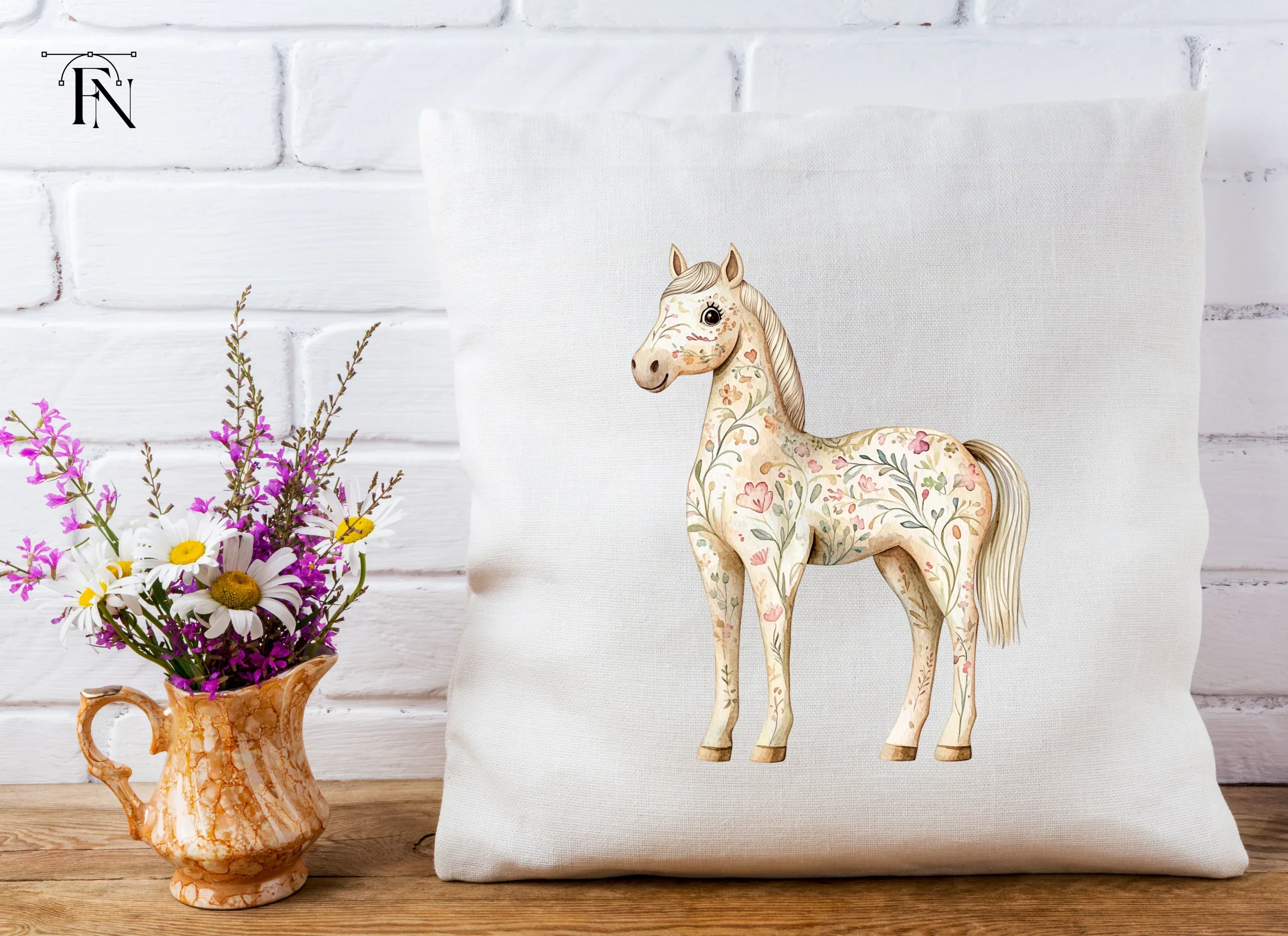 Floral Horses Clipart Bundle - Image 5
