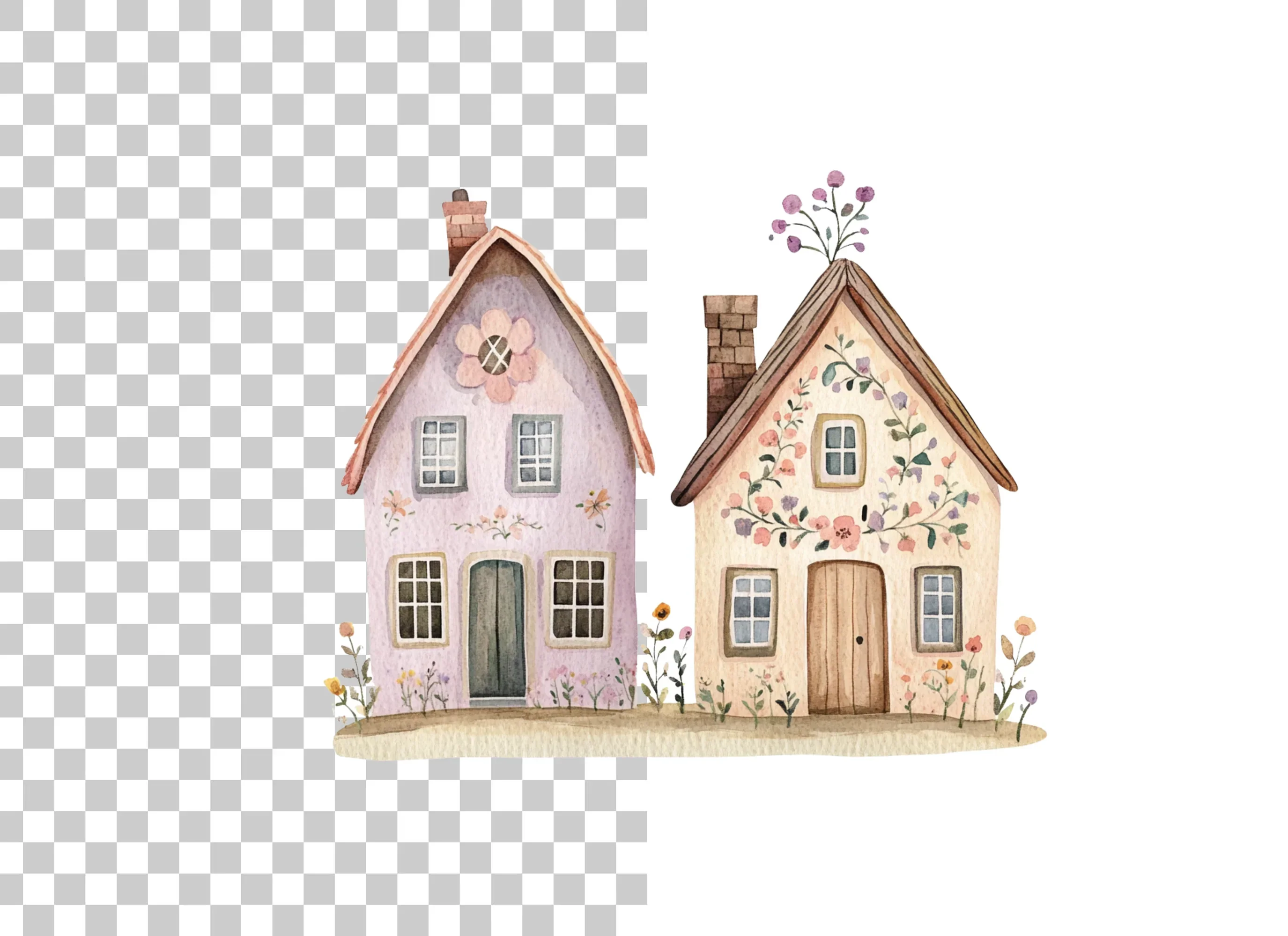 Floral Houses Clipart Bundle - Image 6