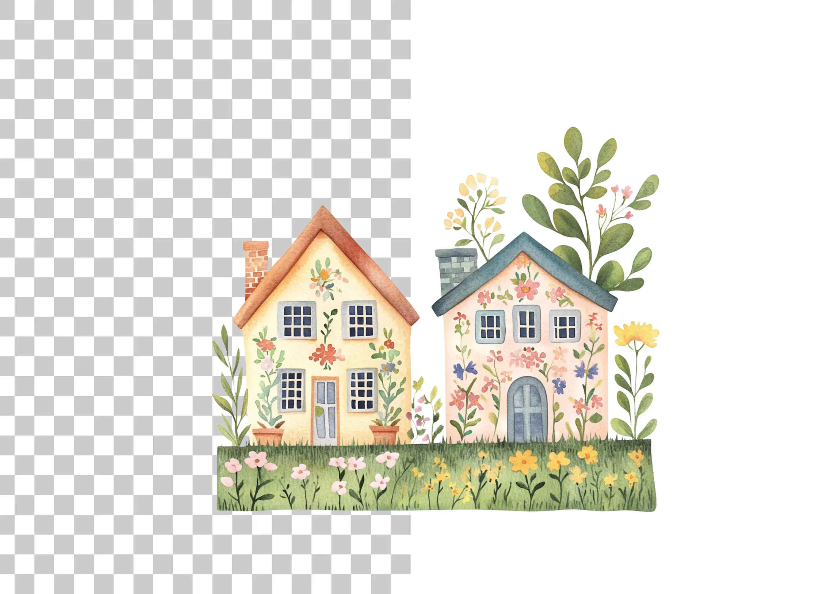 Floral Houses Clipart Bundle - Image 2