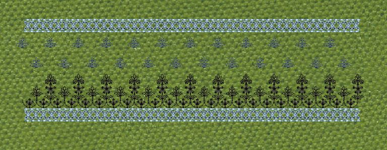 Floral Jacquard Border Green Small Flowers Embroidery Design
