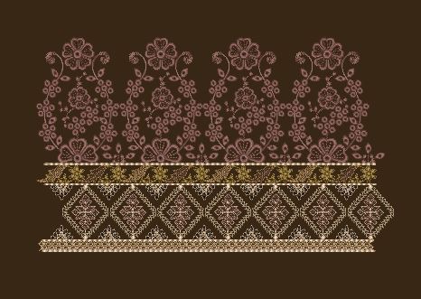 Floral Jacquard Border Purple Flowers Above The Lines Embroidery Design