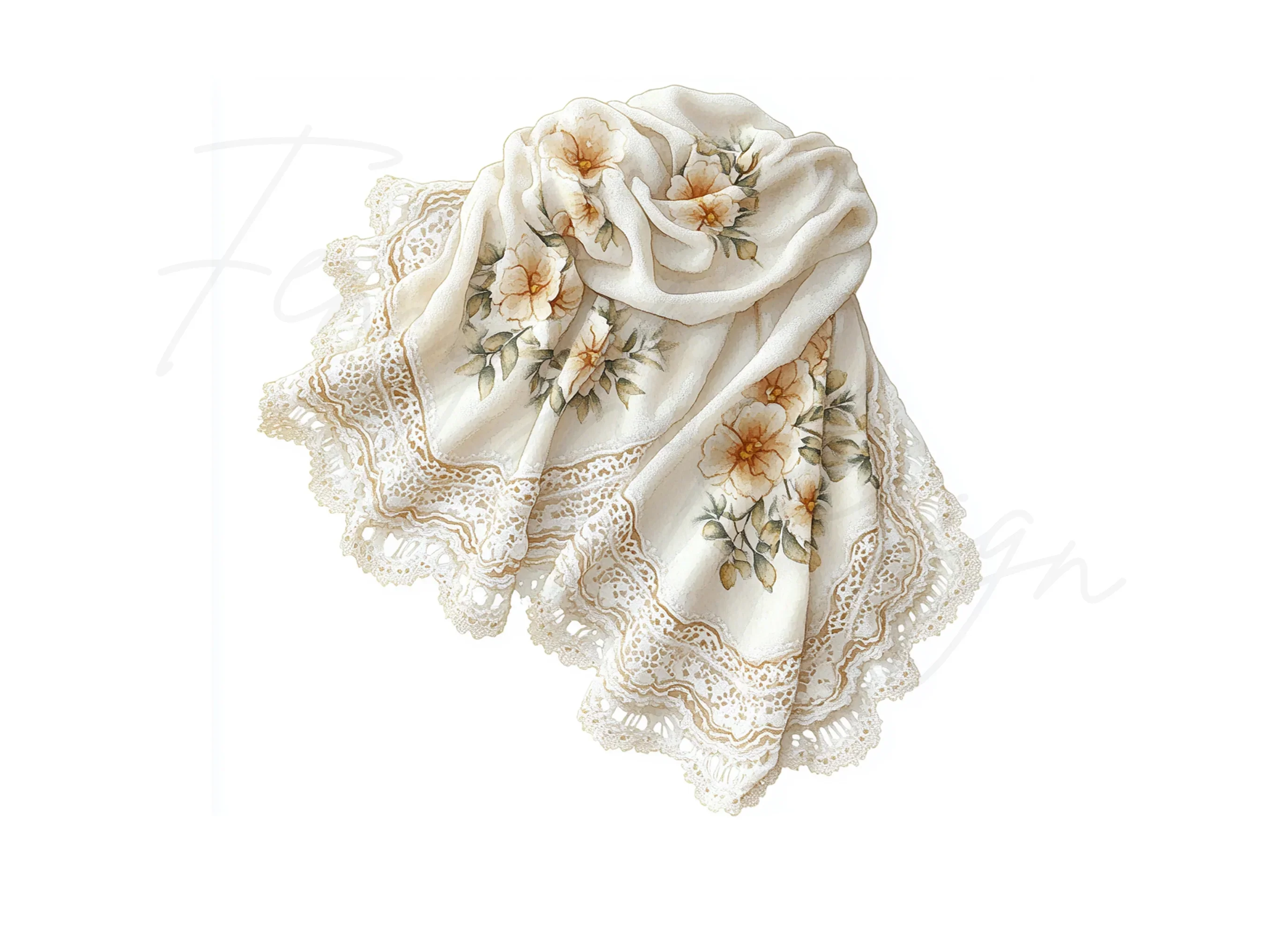Floral Lace Fabric Clipart Bundle - Image 3