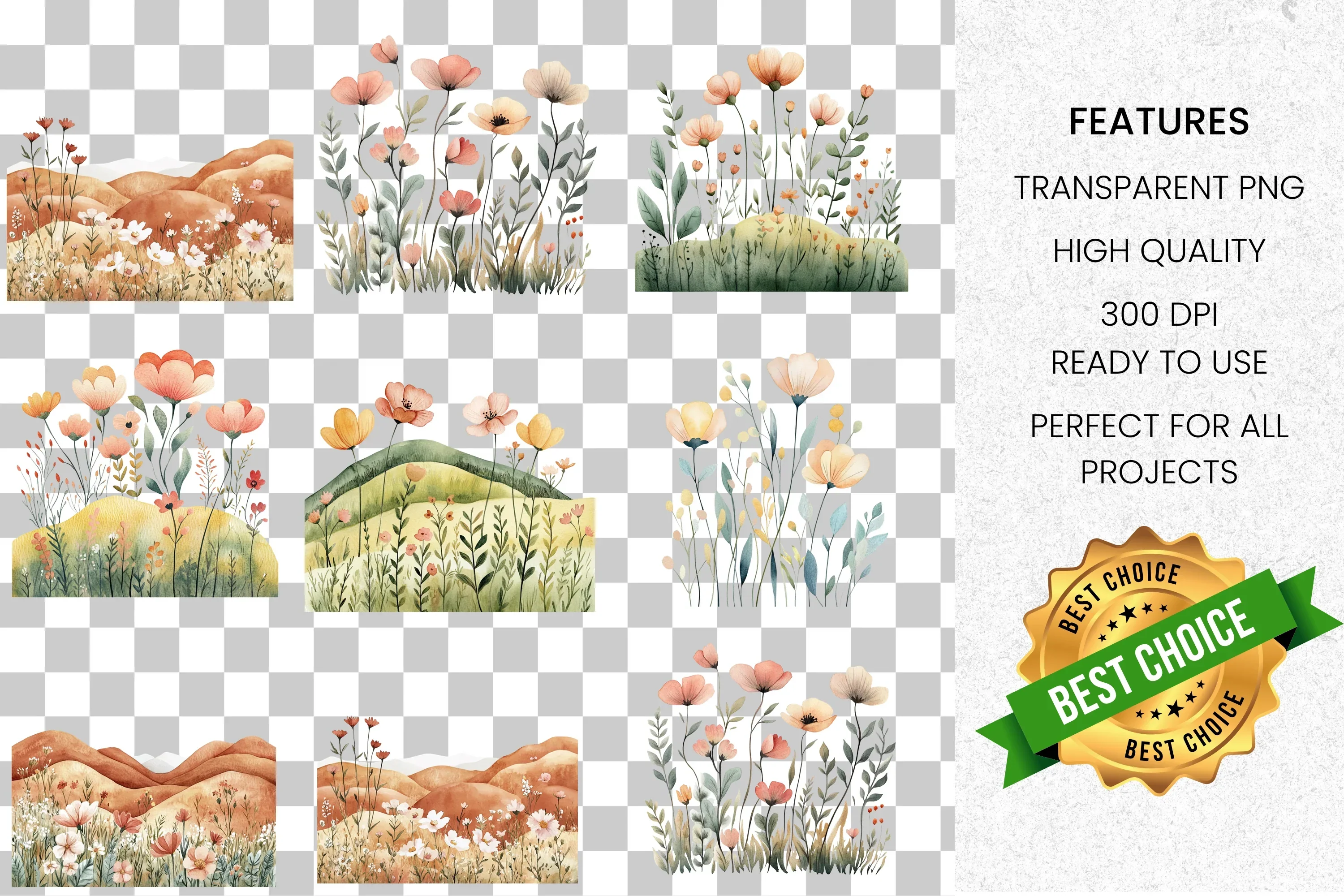Floral Landscape Clipart Bundle - Image 2