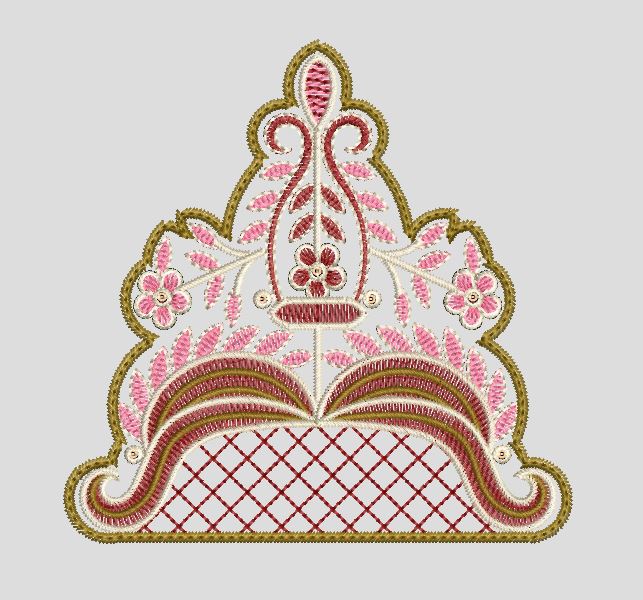 Floral Lattice Decorative Motif Embroidery Design