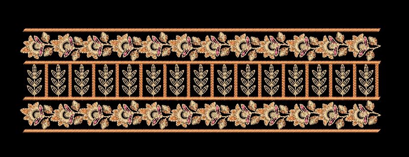 Floral Lattice Ornate Botanical Border Embroidery Design