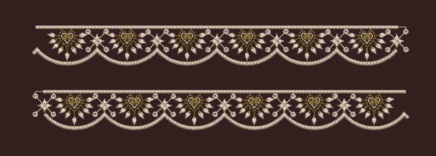 Floral Leaf Scallop Border Embroidery Design