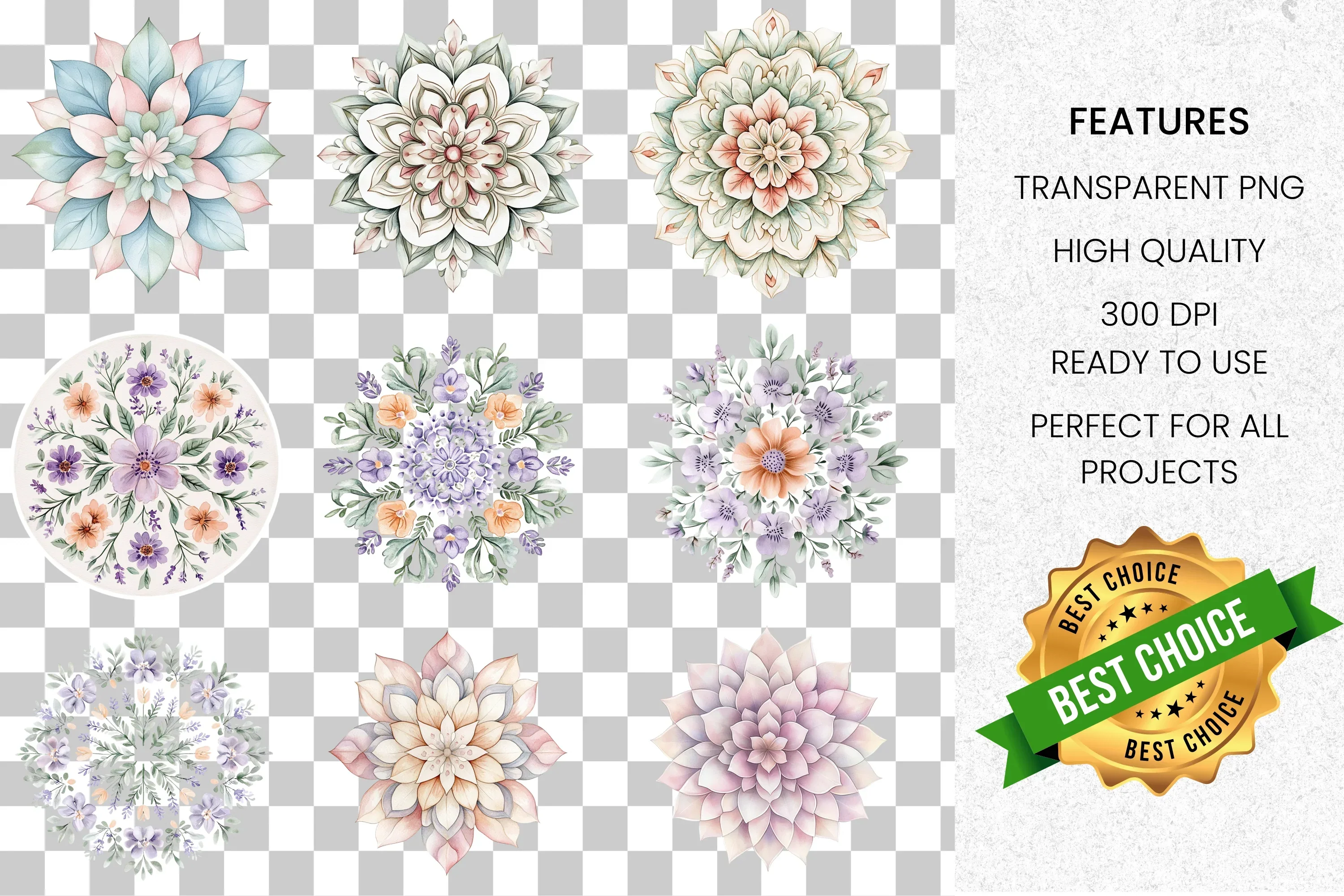 Floral Mandala Clipart Bundle - Image 2
