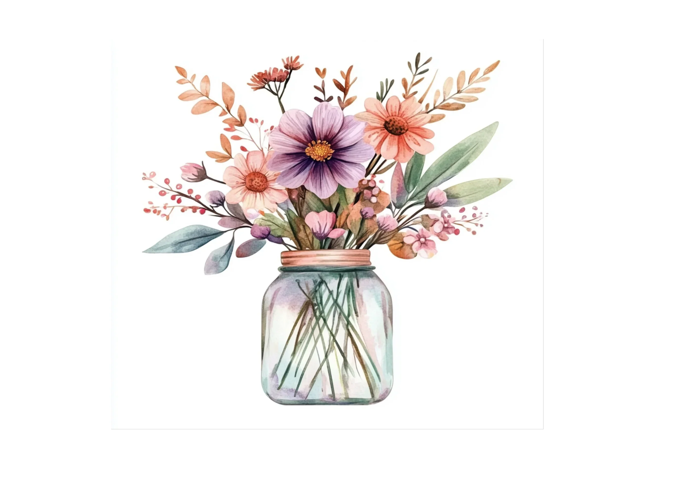 Floral Mason Jar Clipart Bundle - Image 3