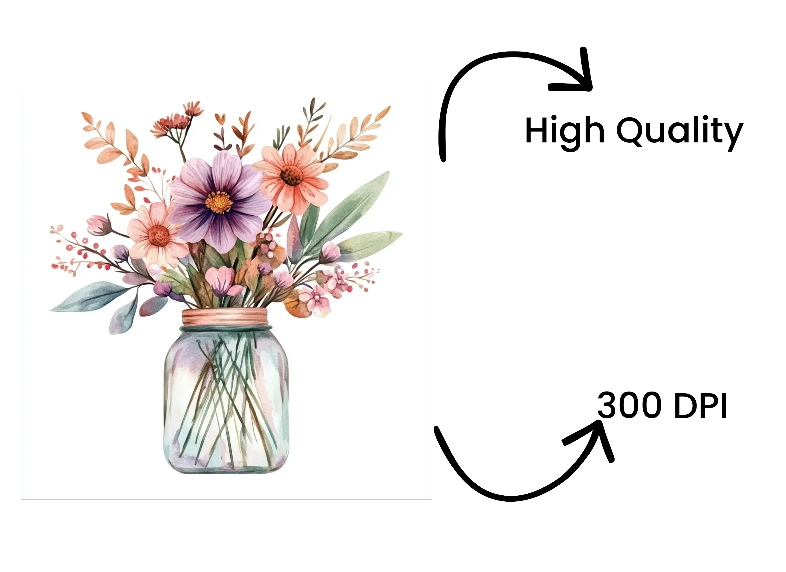 Floral Mason Jar Clipart Bundle - Image 4