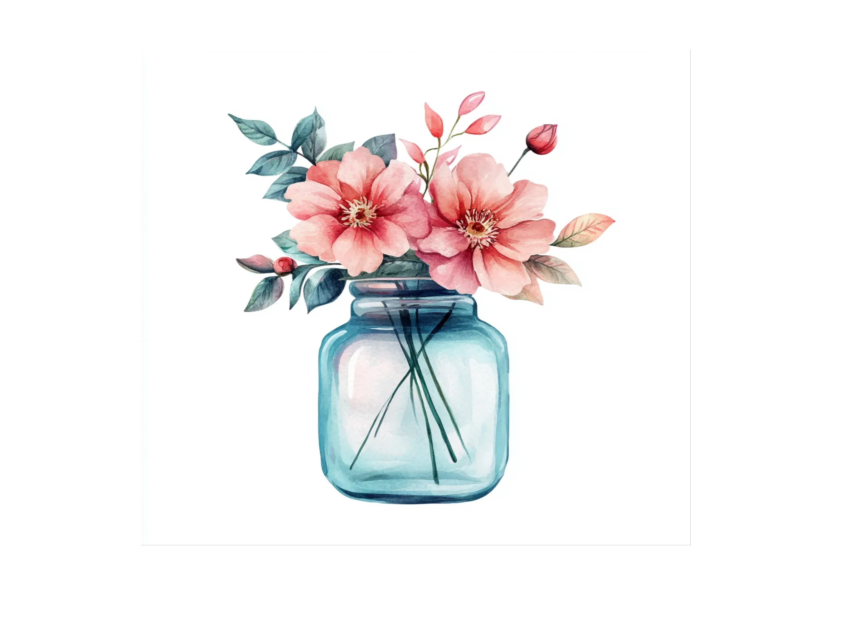 Floral Mason Jar Clipart Bundle - Image 2