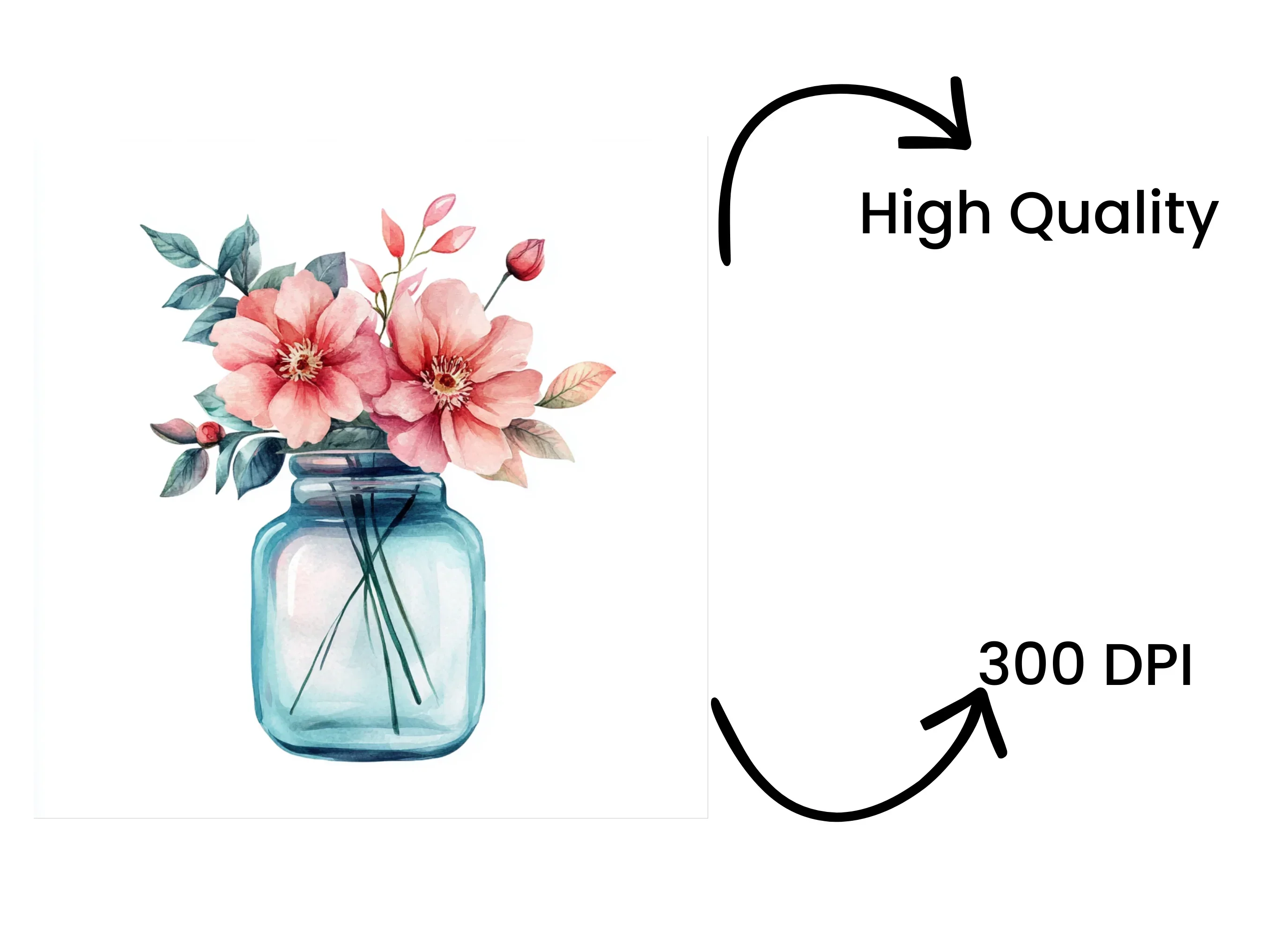 Floral Mason Jar Clipart Bundle - Image 4