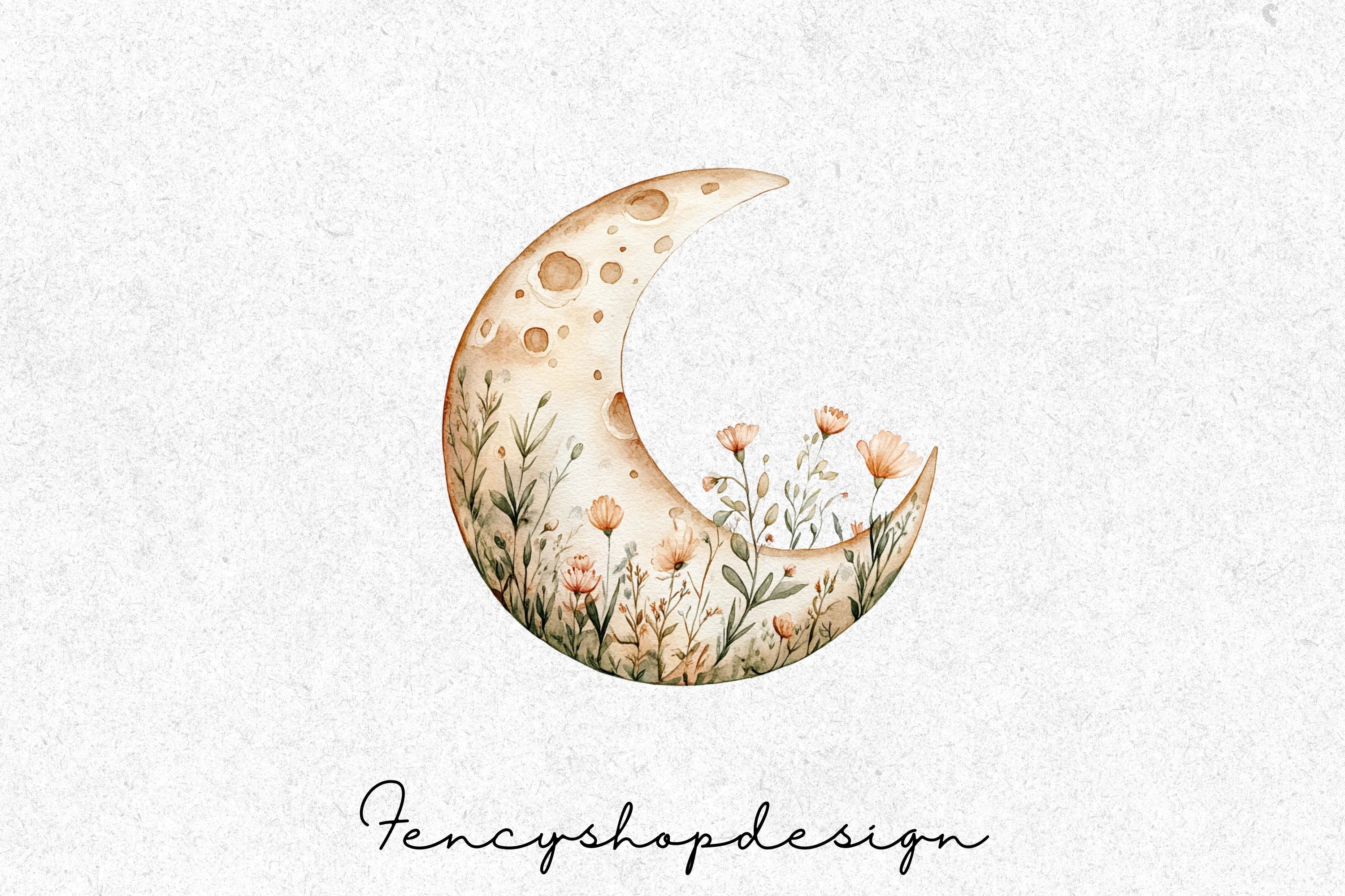 Floral Moon Clipart Bundle - Image 3