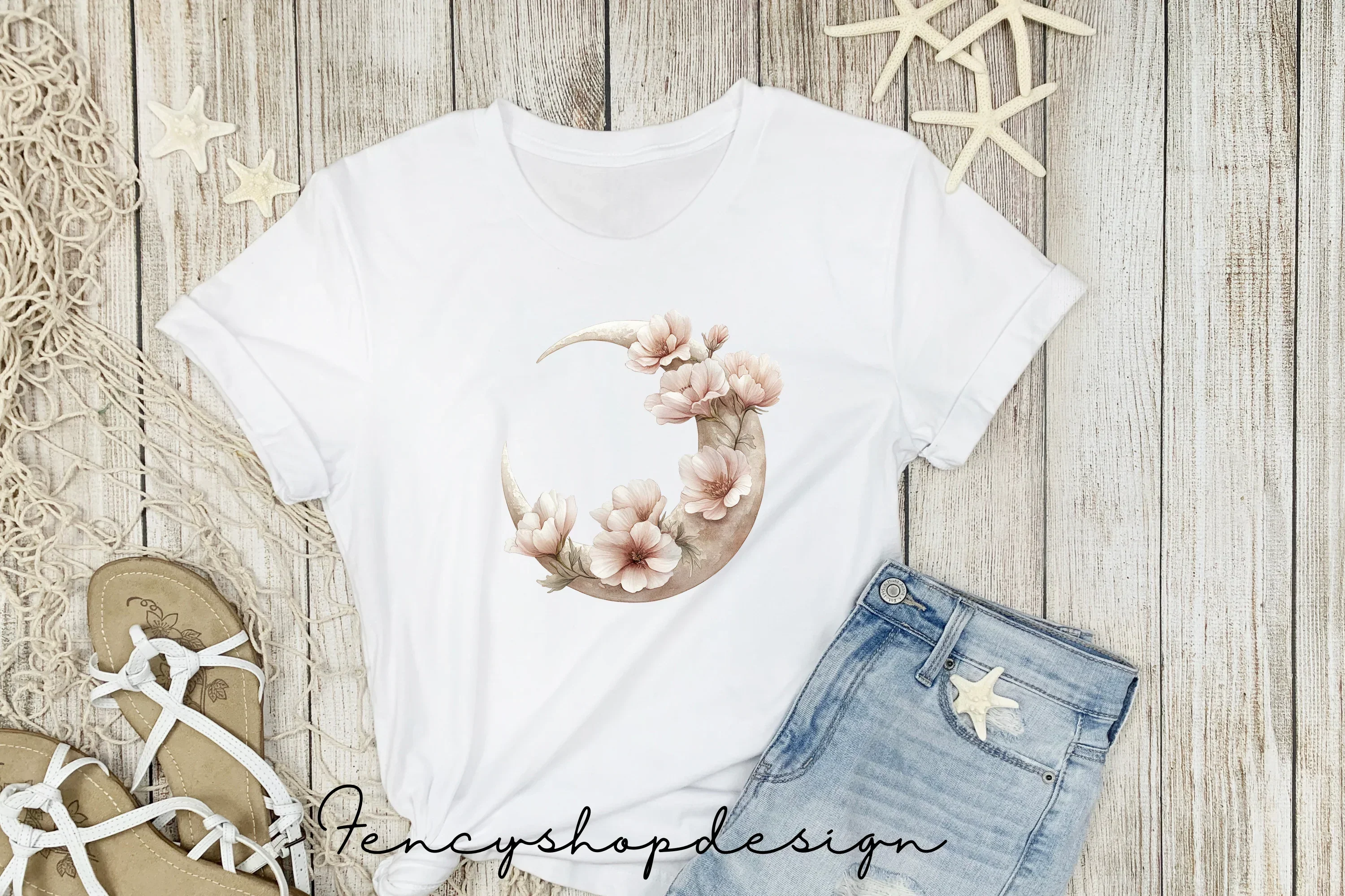 Floral Moon Clipart Bundle - Image 5