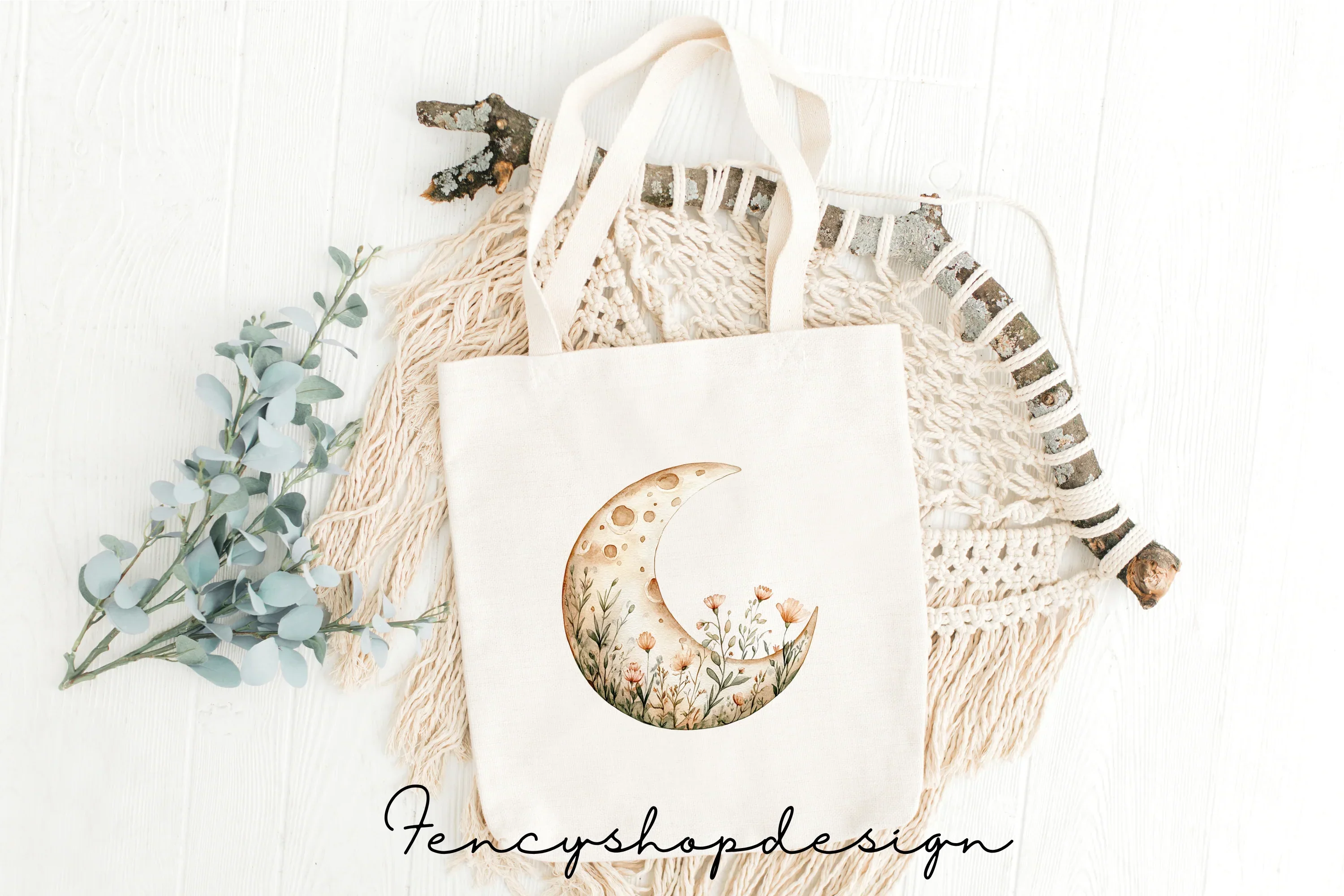 Floral Moon Clipart Bundle - Image 8
