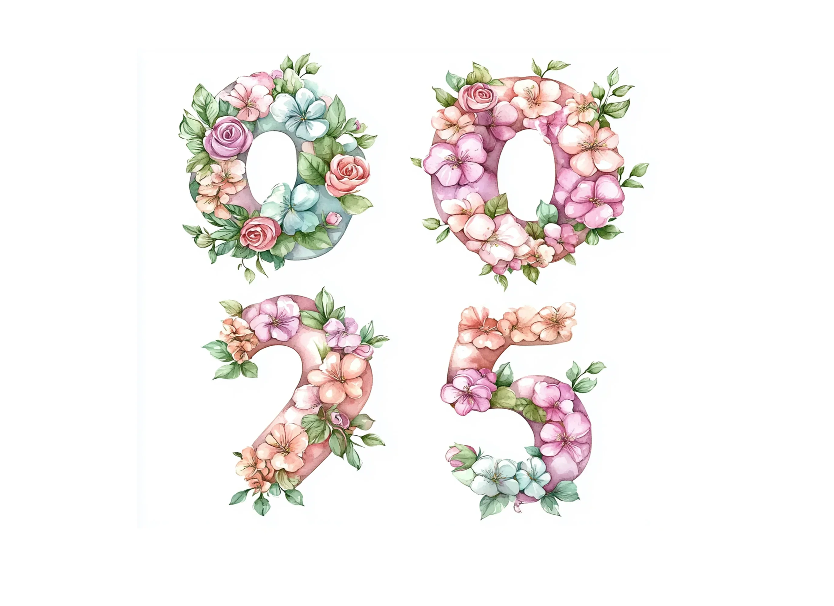 Floral Numbers Clipart Bundle - Image 2