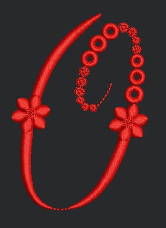 Floral O Red Colour Embroidery Design