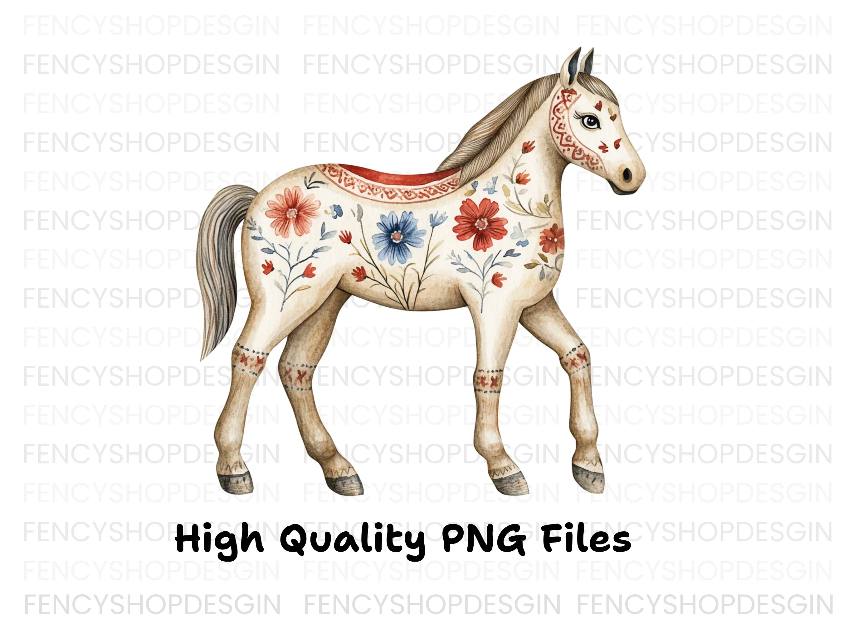 Floral Painted Horses Clipart Bundle - Image 2
