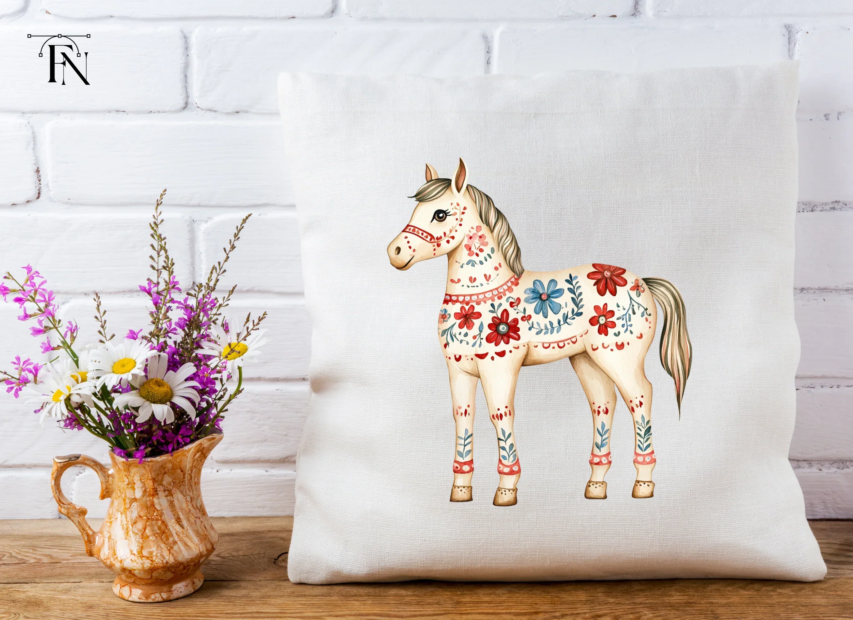 Floral Painted Horses Clipart Bundle - Image 4