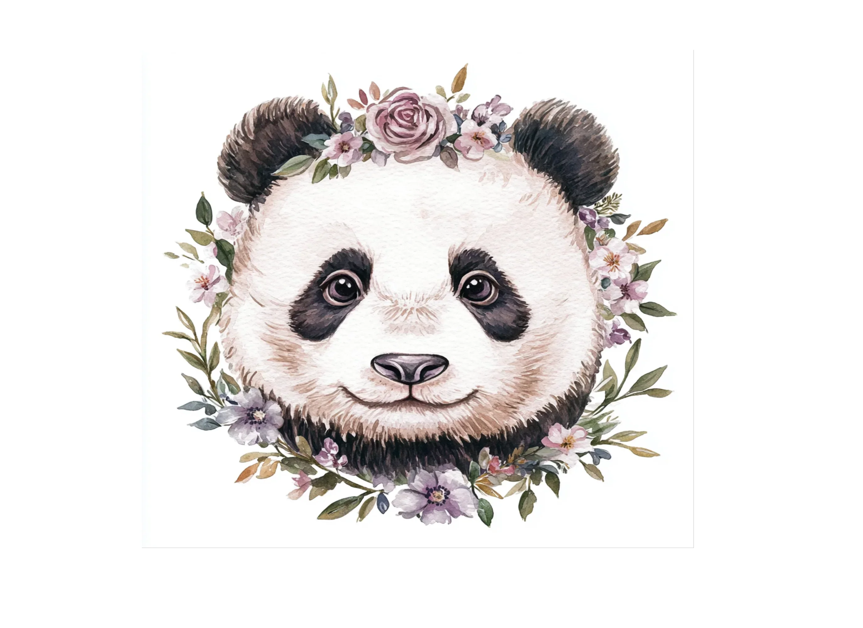 Floral Panda Bear Face Clipart Bundle - Image 3