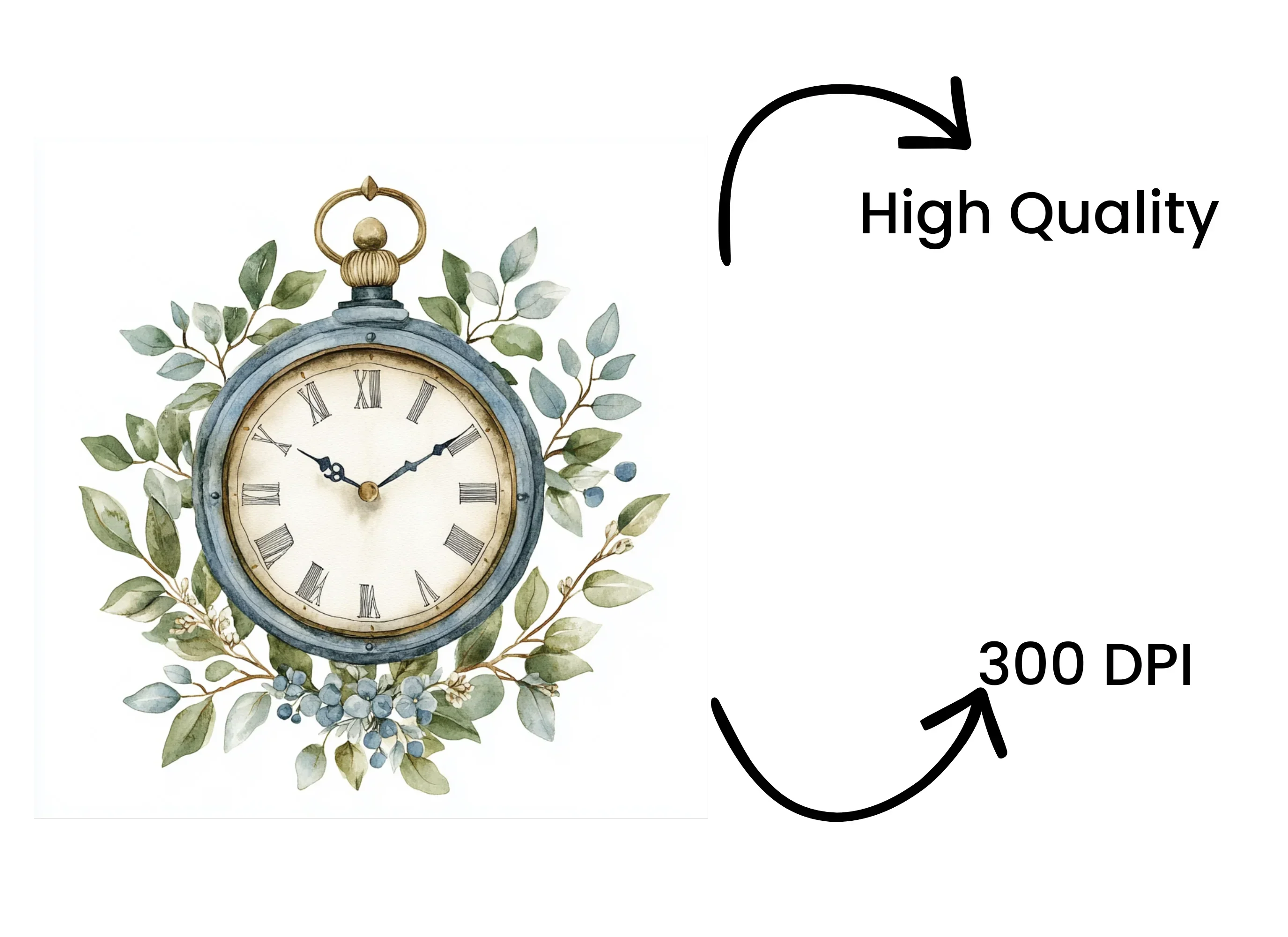 Floral Pocket Watch Clipart Bundle - Image 4