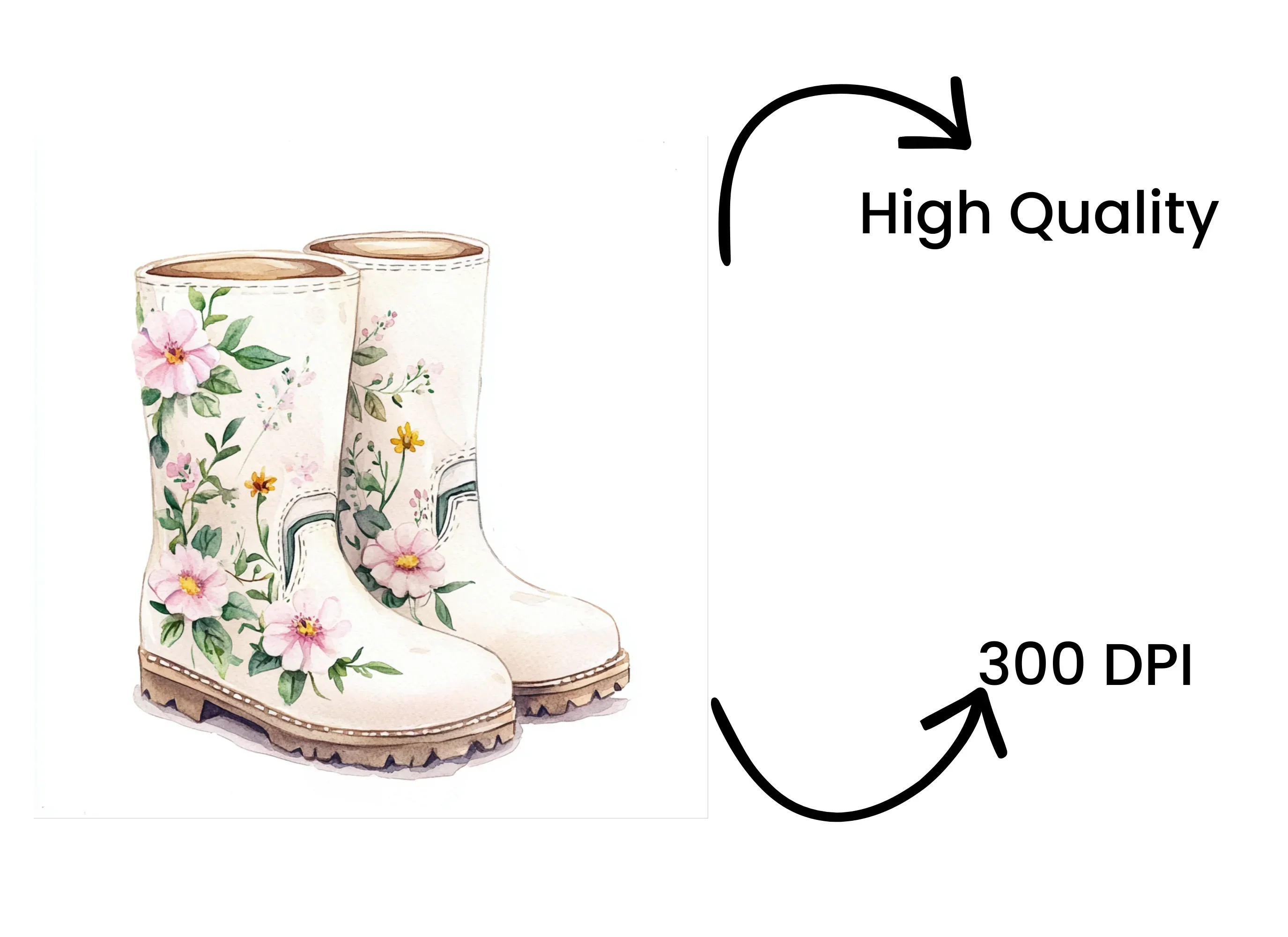 Floral Rain Boots Clipart Bundle - Image 4
