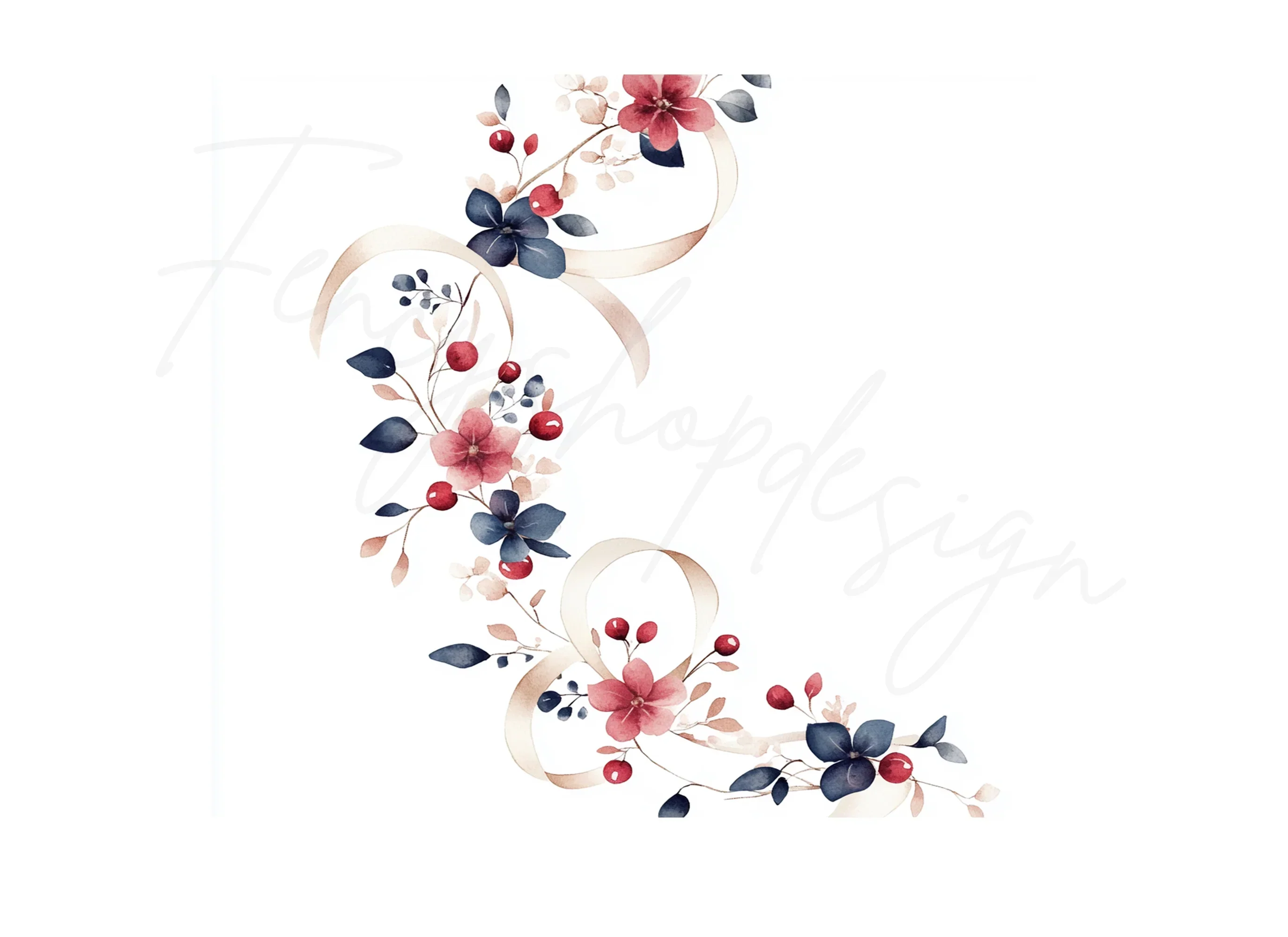 Floral Ribbon Corner Clipart Bundle - Image 2