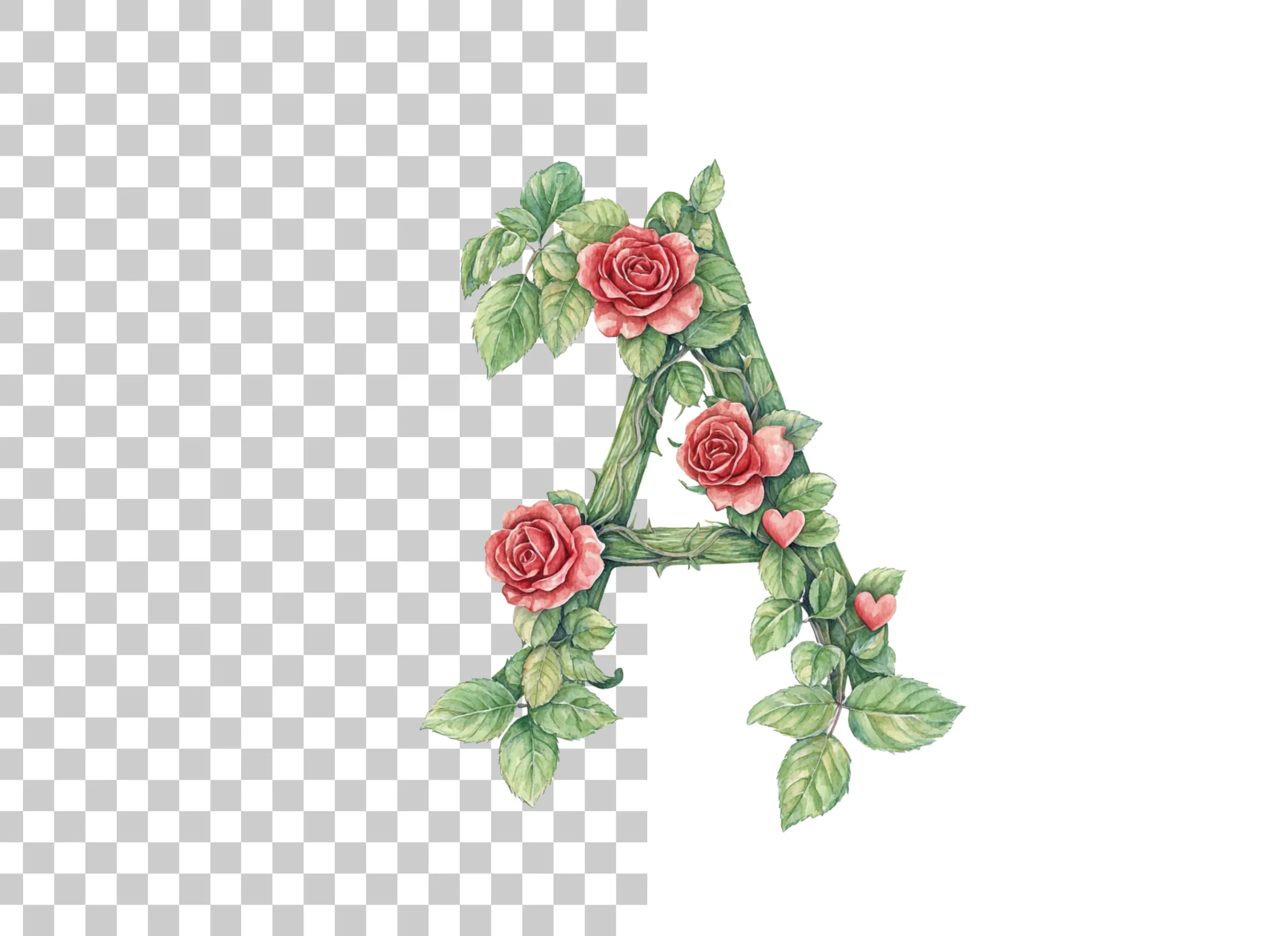 Floral Rose Letter Clipart Bundle - Image 2